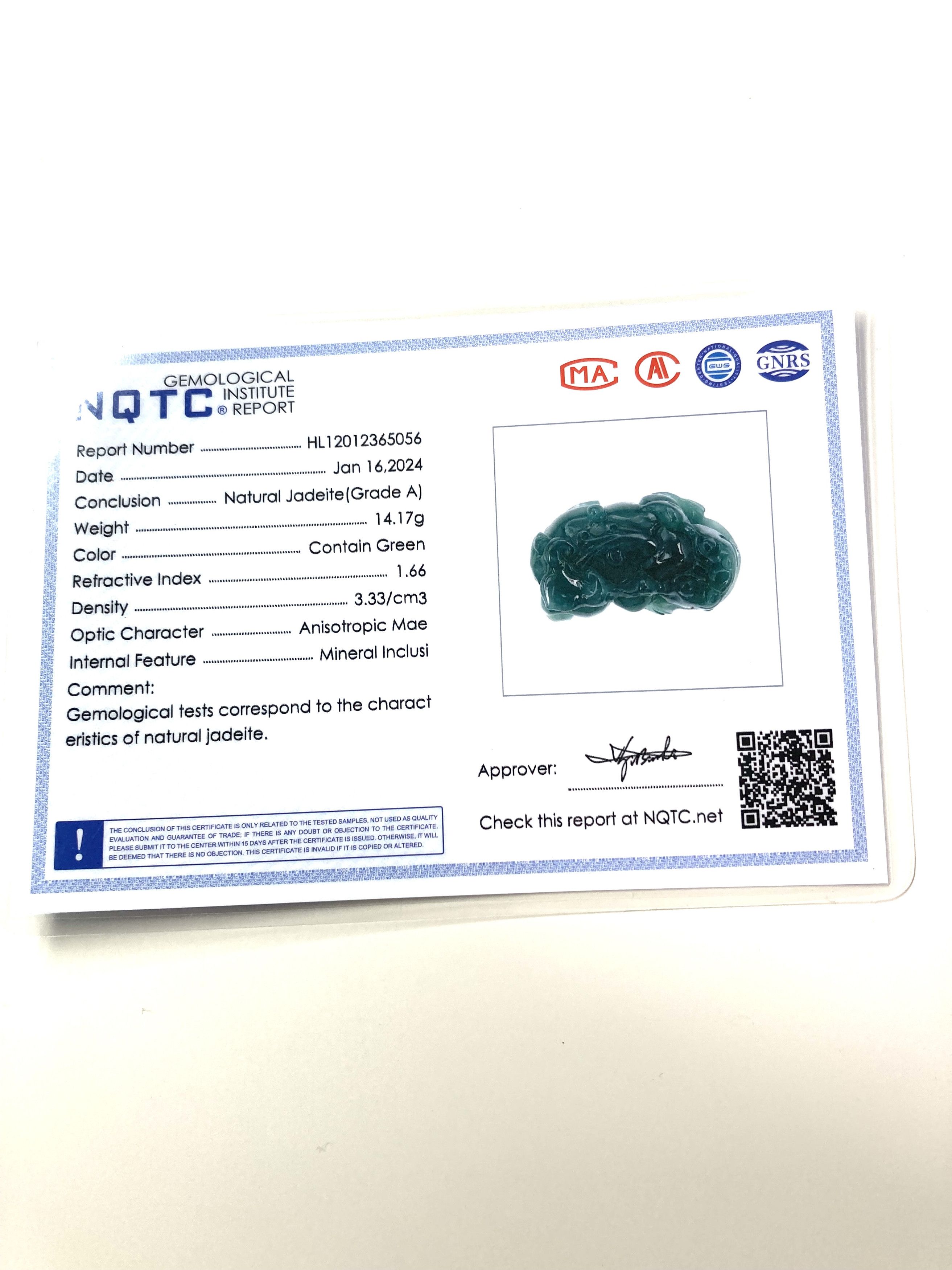 Other 60012 Certified Jadeite jade Green Dragon pendant Size ONE SIZE - 7 Thumbnail