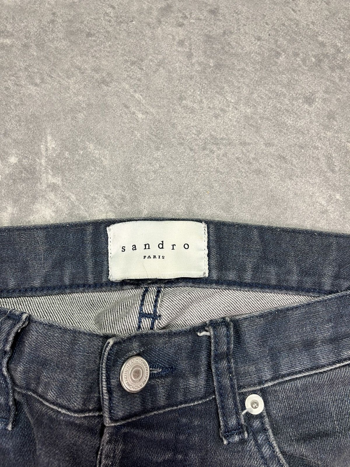 Sandro Sandro Faded Washed Dark Blue / Black Droit Denim Jeans 31 Size US 31 - 7 Thumbnail