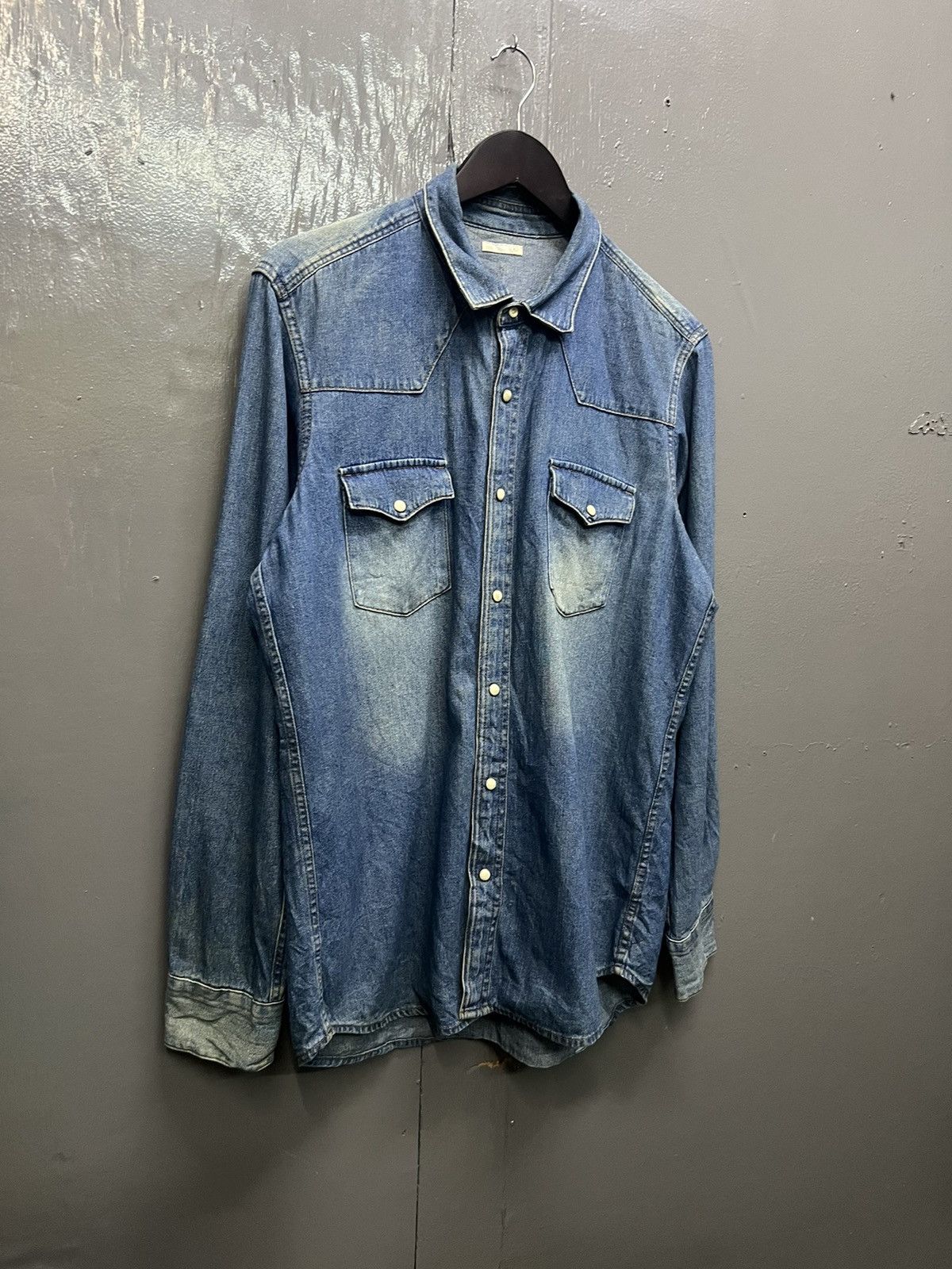 GU GU Western Pearl Snap Button Denim Shirt Longsleeve Size US XL / EU 56 / 4 - 3 Thumbnail