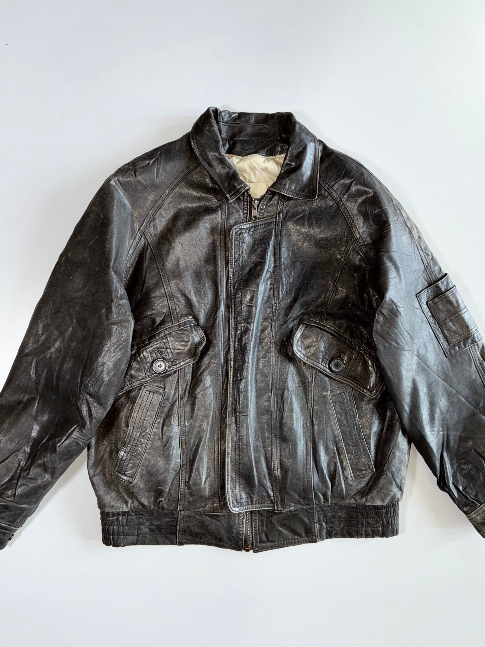 Other Vintage Bellissimo Genuine Leather Bomber Jacket Size US M / EU 48-50 / 2 - 2 Thumbnail