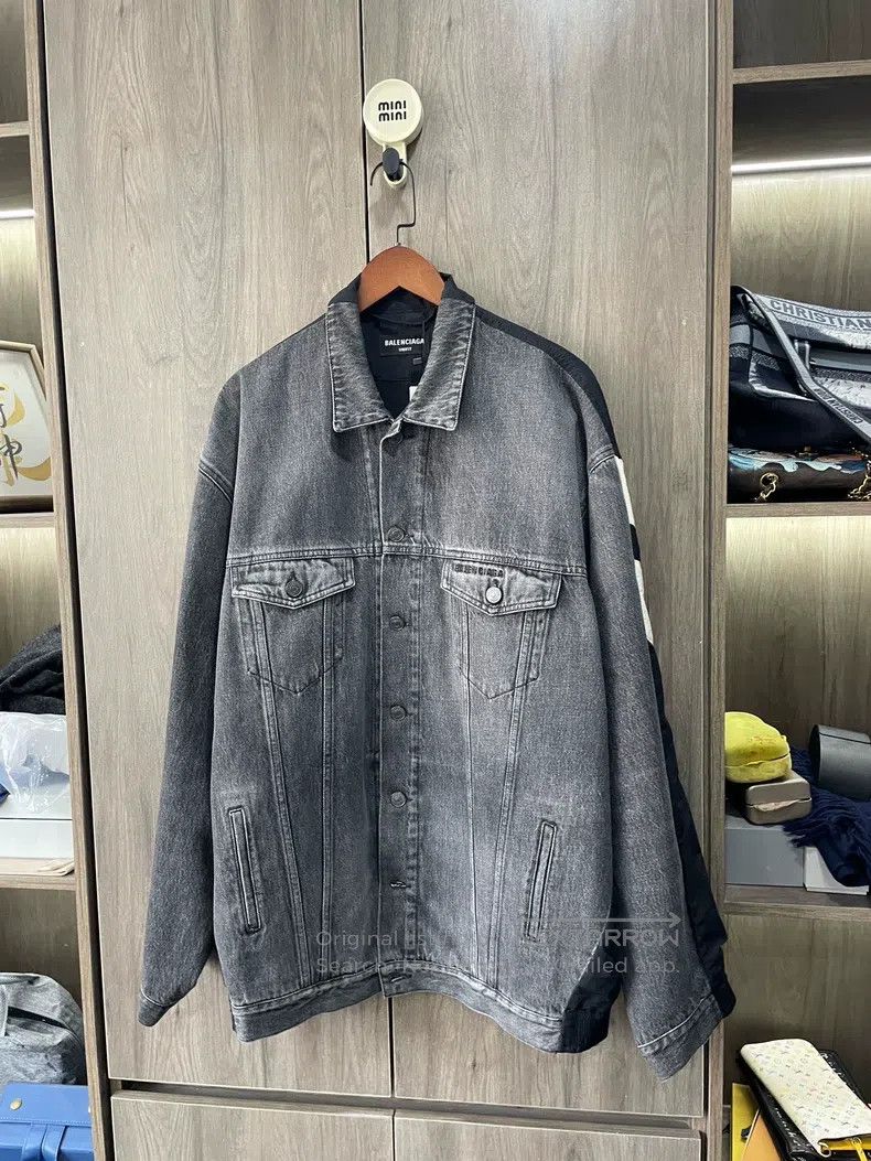 Balenciaga Balenciaga Black and White Patchwork Denim Jacket Size US L / EU 52-54 / 3 - 3 Thumbnail