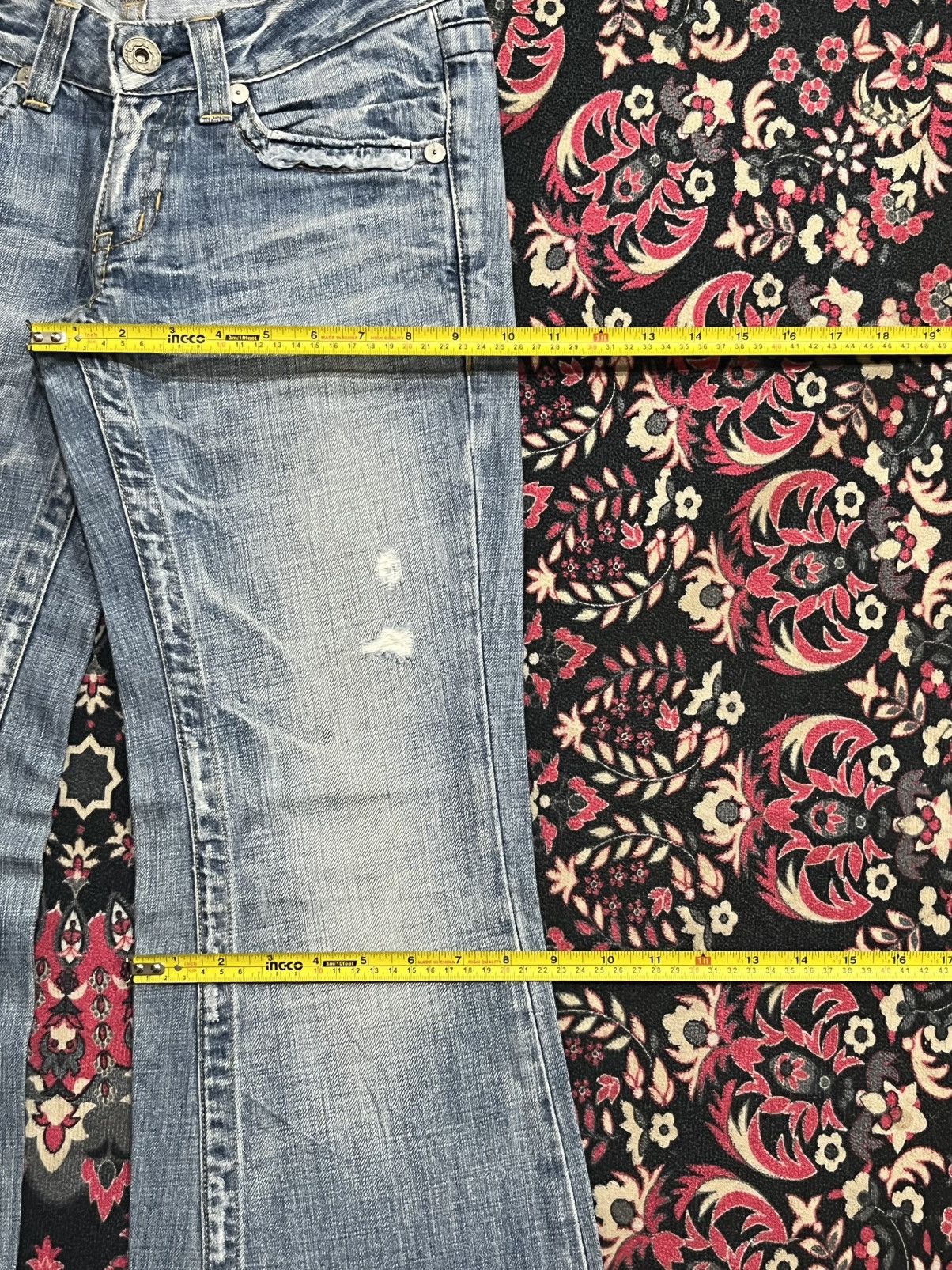 If Six Was Nine Japanese Brand Drive Jeans Blue Washed Distress Flare Dennim Size 26" / US 2 / IT 38 - 14 Thumbnail
