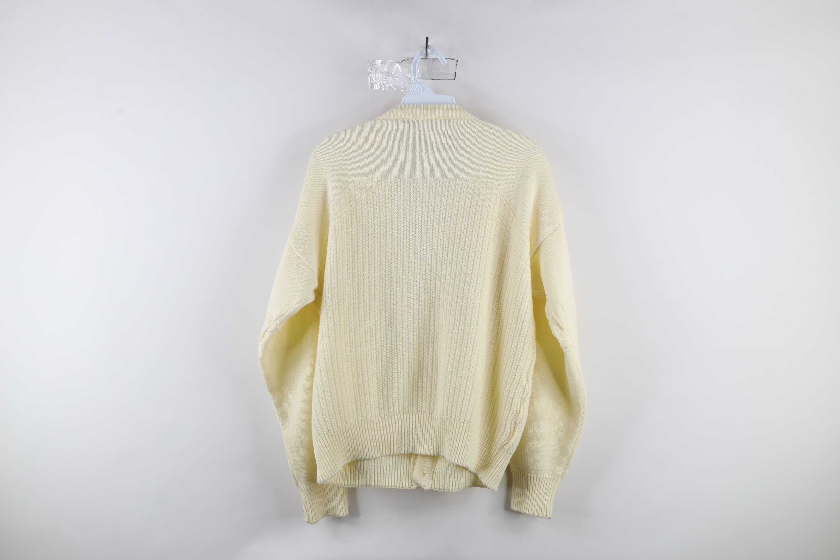 Vintage Vintage 90s Streetwear Ribbed Knit Cardigan Sweater Cream Size M / US 6-8 / IT 42-44 - 7 Thumbnail