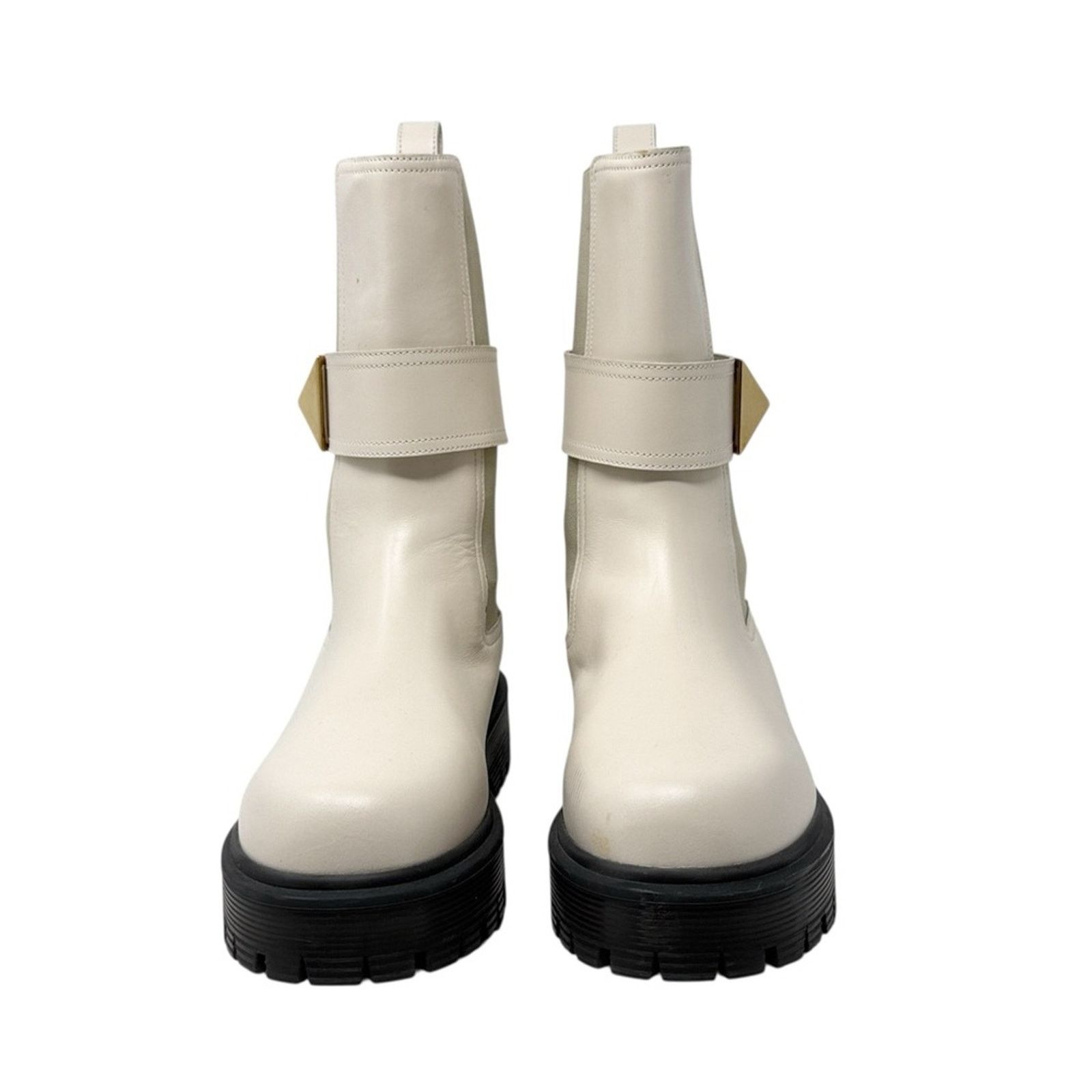 Valentino Valentino Garavani Beatle One Stud Cream Leather Boots 37.5 Size US 7.5 / IT 37.5 - 3 Thumbnail