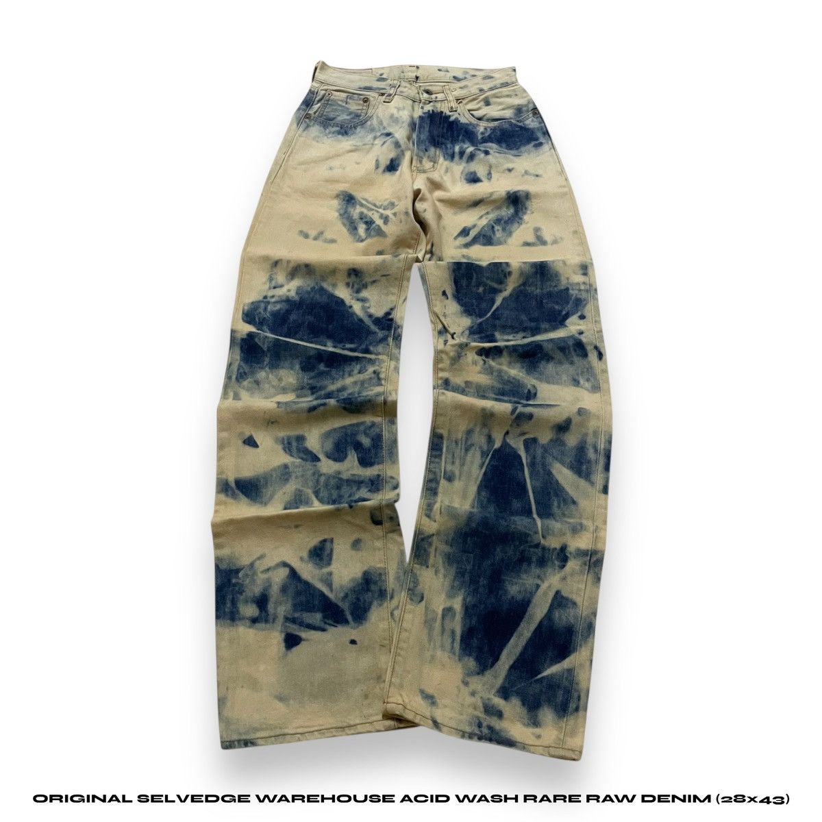 If Six Was Nine ORIGINAL SELVEDGE WAREHOUSE ACID WASH RARE RAW DENIM (28×43) Size US 28 / EU 44 - 1 Thumbnail