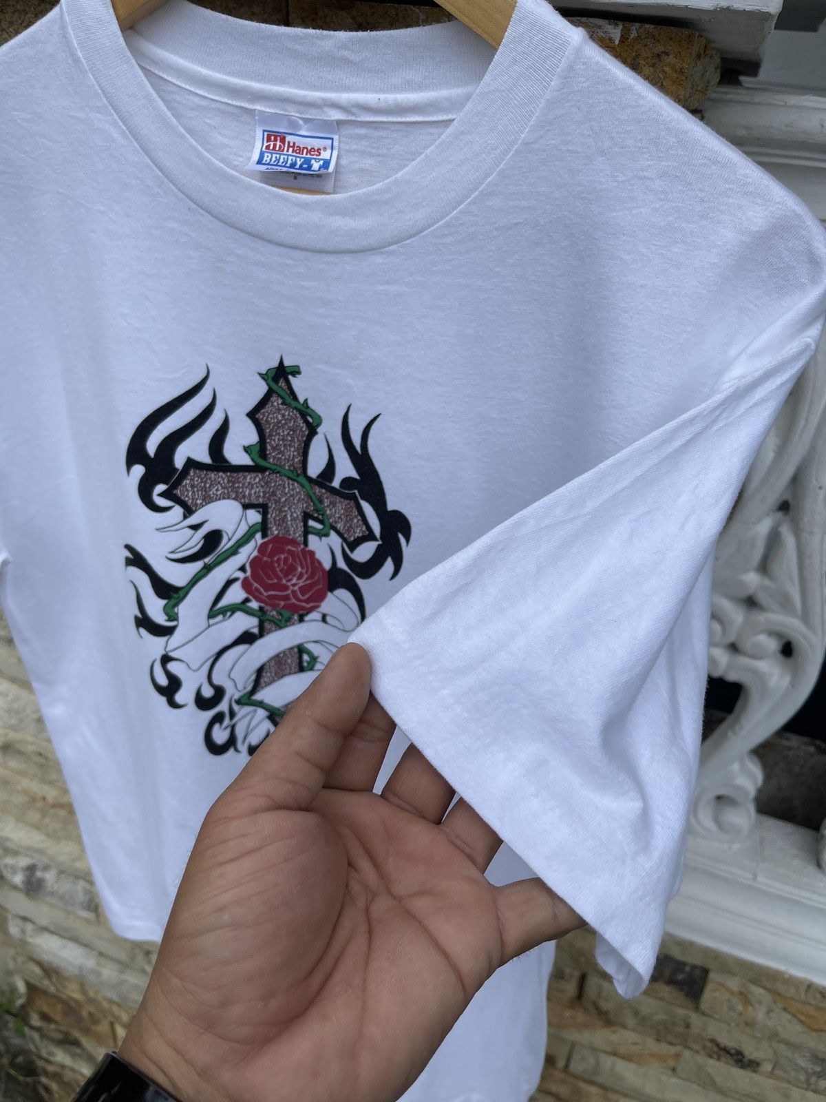 If Six Was Nine × Vintage Last Drop🔥Rare🔥Vintage 90s Jesus Cross T-Shirt Size US M / EU 48-50 / 2 - 3 Thumbnail