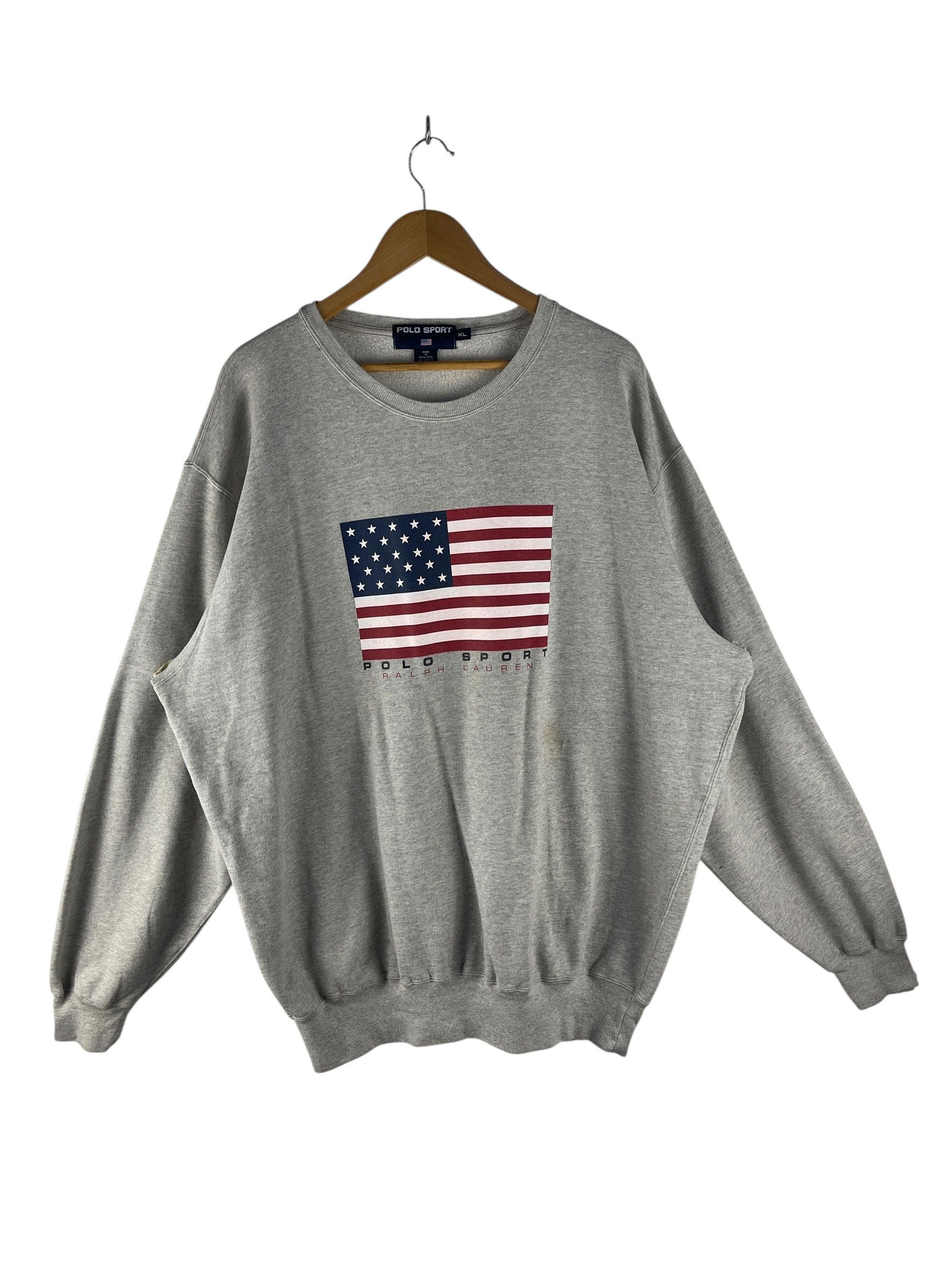 Polo Ralph Lauren Vintage Polo Sport Ralph Lauren USA Flag Sweatshirt Grey XL Size US XL / EU 56 / 4 - 2 Thumbnail