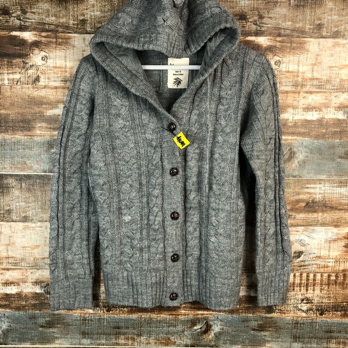 Japanese Brand Wave Zone Grey Cardigan Hoodie Knitwear #A1694 Size M / US 6-8 / IT 42-44 - 3 Thumbnail
