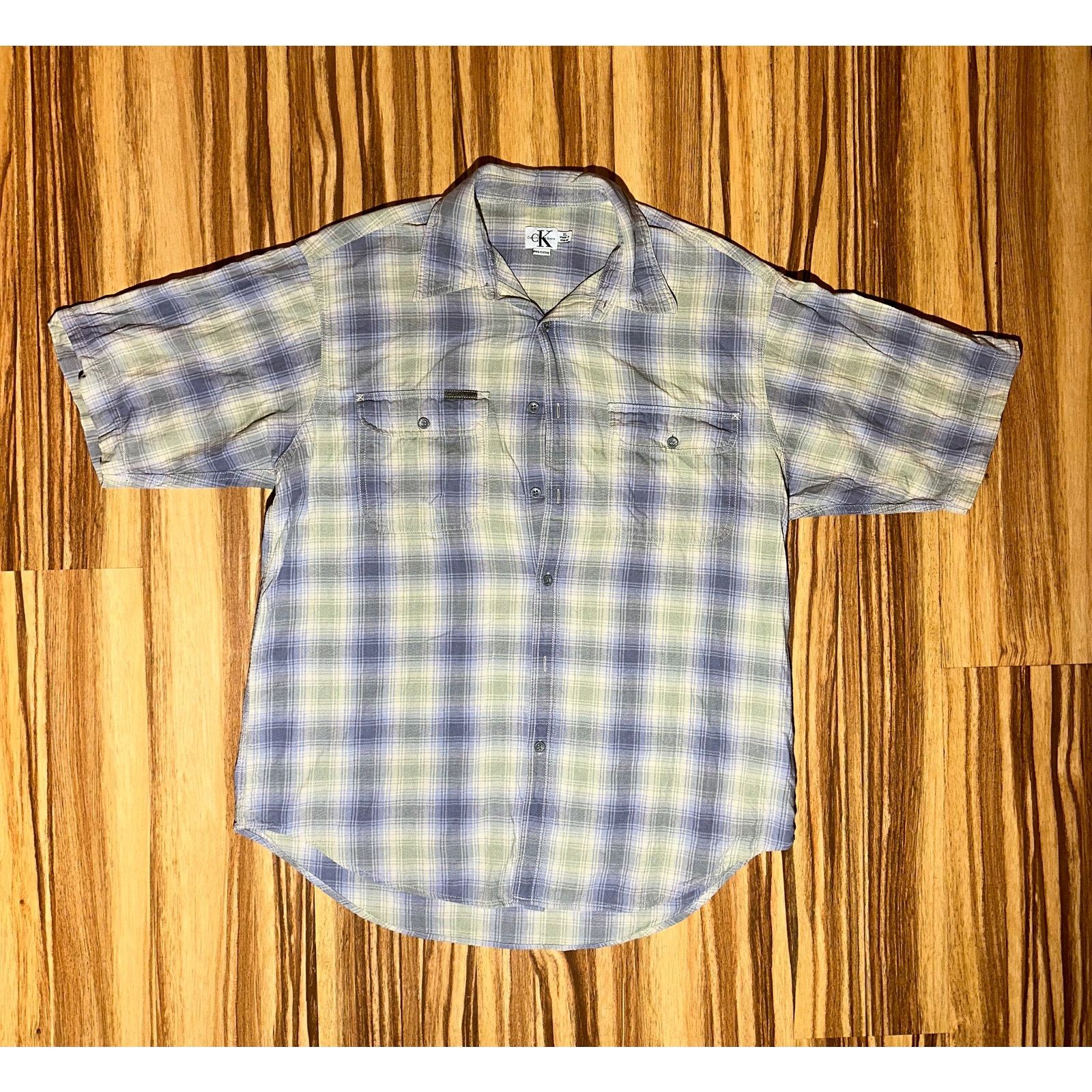 & Other Stories Calvin Klein Jeans Green With Gray Flannel Shirt Size XL Size US XL / EU 56 / 4 - 1 Thumbnail