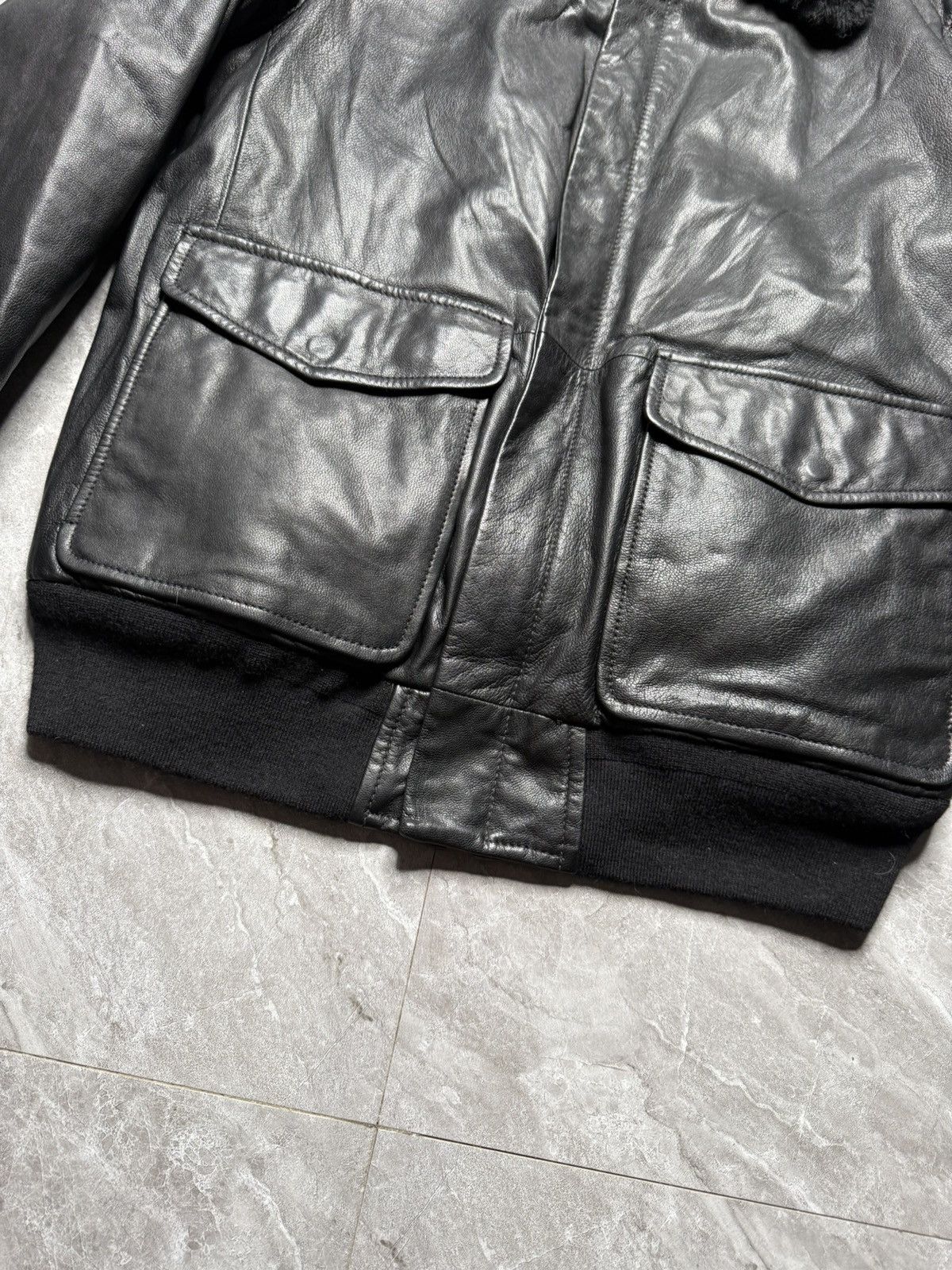 Emporio Armani Armani Exchange Leather Aviator Jacket With Fur Collar Size US L / EU 52-54 / 3 - 4 Thumbnail