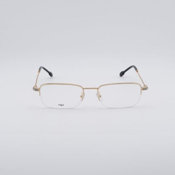 FRED Fred FG50007U 030 Eyeglasses Gold 56mm Rectangle Frame Size ONE SIZE - 3 Thumbnail