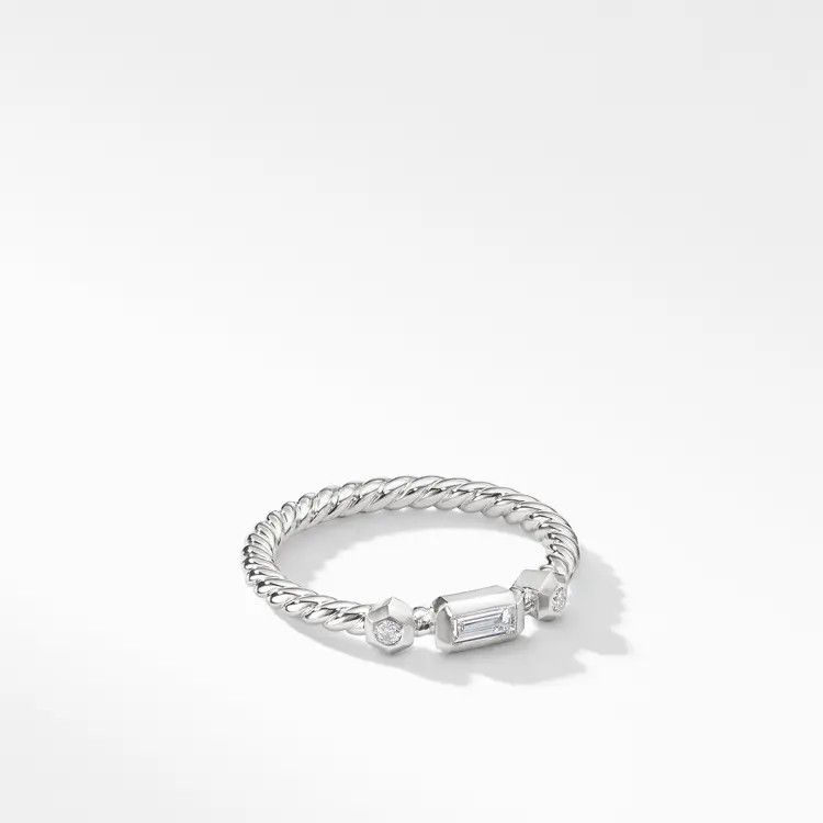David Yurman o1s1wg111025 R14016D /Size 7 / Ring with Diamonds in Silver Size ONE SIZE - 1 Thumbnail