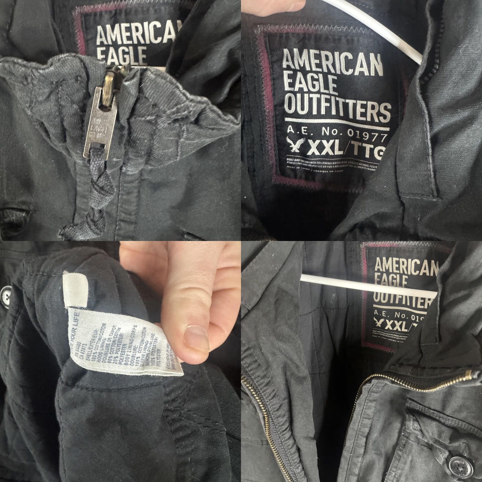 American Eagle Outfitters American Eagle Outfitters Jacket Mens 2XL Black Canvas Military Full Zip Lined Size US XXL / EU 58 / 5 - 8 Thumbnail