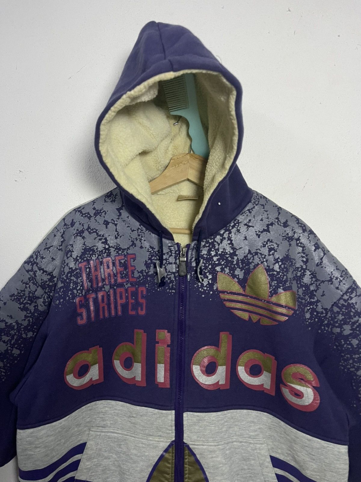 Adidas Vintage 90s Adidas Sherpa Hoodies Jacket Size US XL / EU 56 / 4 - 2 Thumbnail