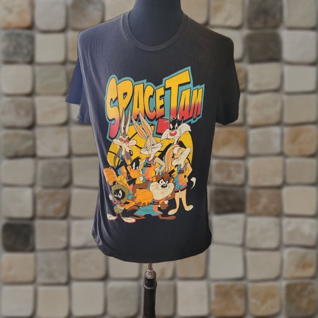 Vintage SPACE JAM T-Shirt Tune Squad Short Sleeve Crew Neck Black L Mens Graphic Print Vintage No Size US L / EU 52-54 / 3 - 1 Thumbnail