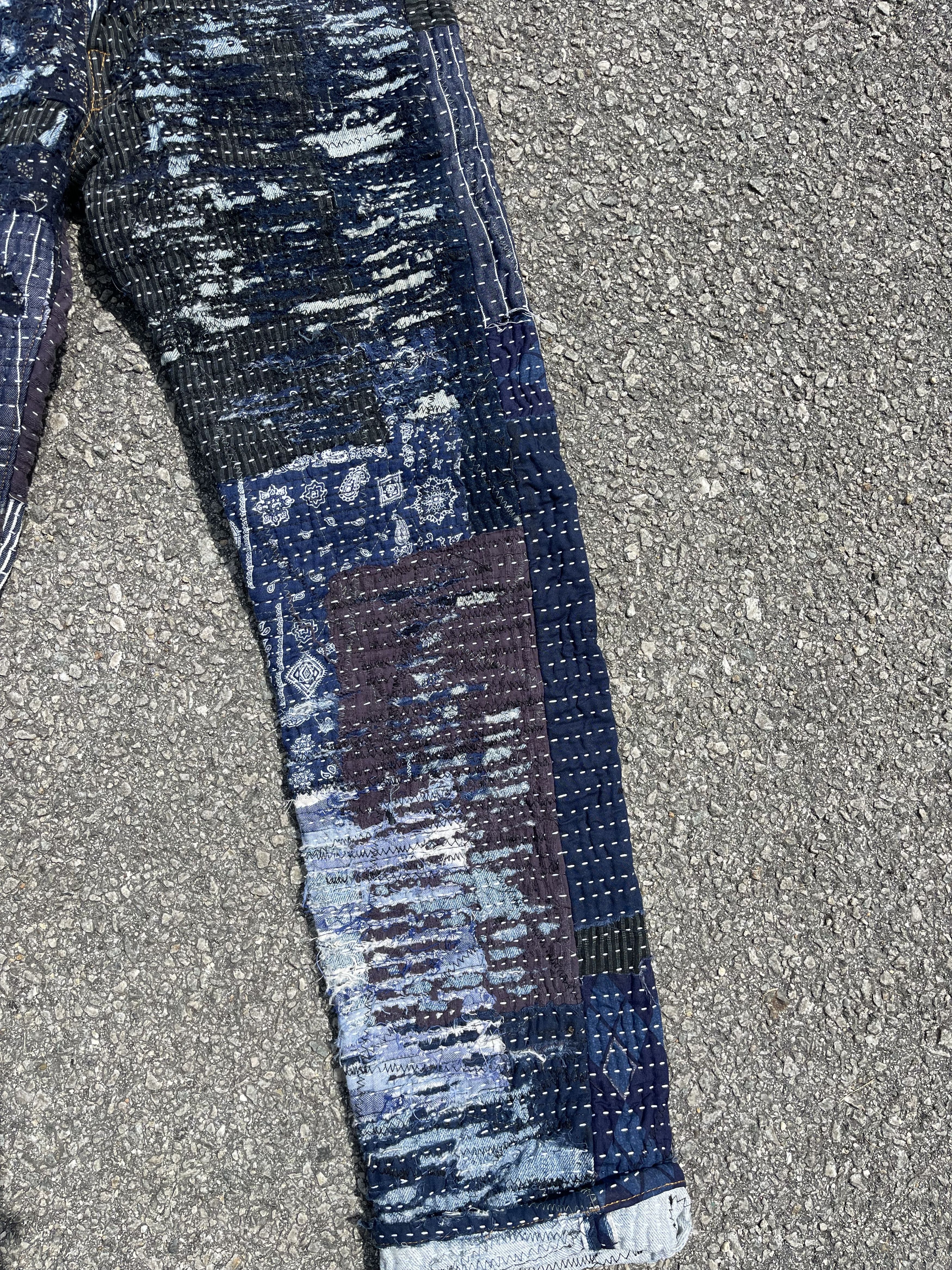 Le Grande Bleu (L.G.B.) × Levi's Vintage Clothing × Vintage Vtg Levis Custom Sashiko Boro Kapital Style Single Number Size US 29 - 5 Thumbnail