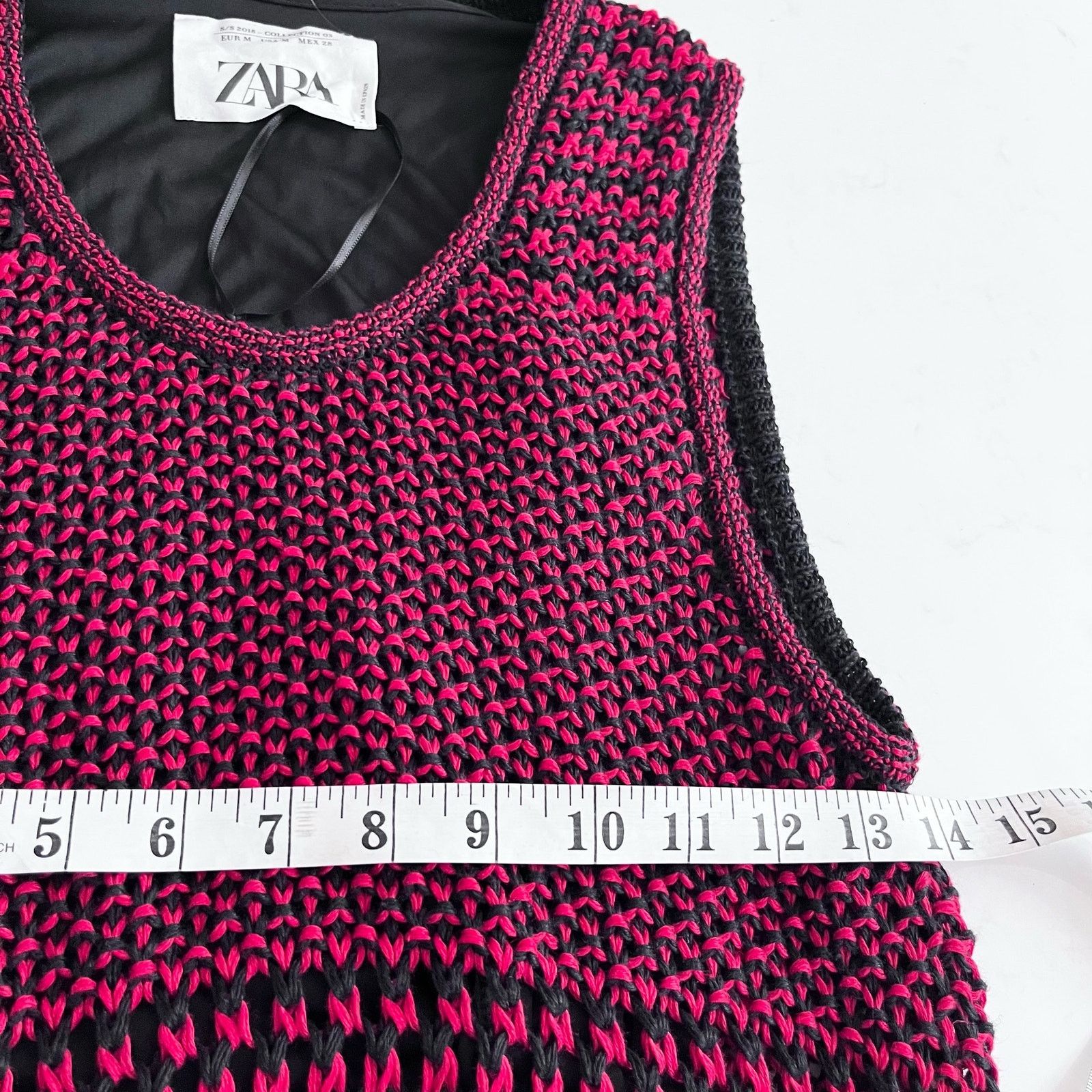 Zara Zara Studio Red Black Linen Maxi Long Knit Crochet Dress Size M / US 6-8 / IT 42-44 - 19 Thumbnail