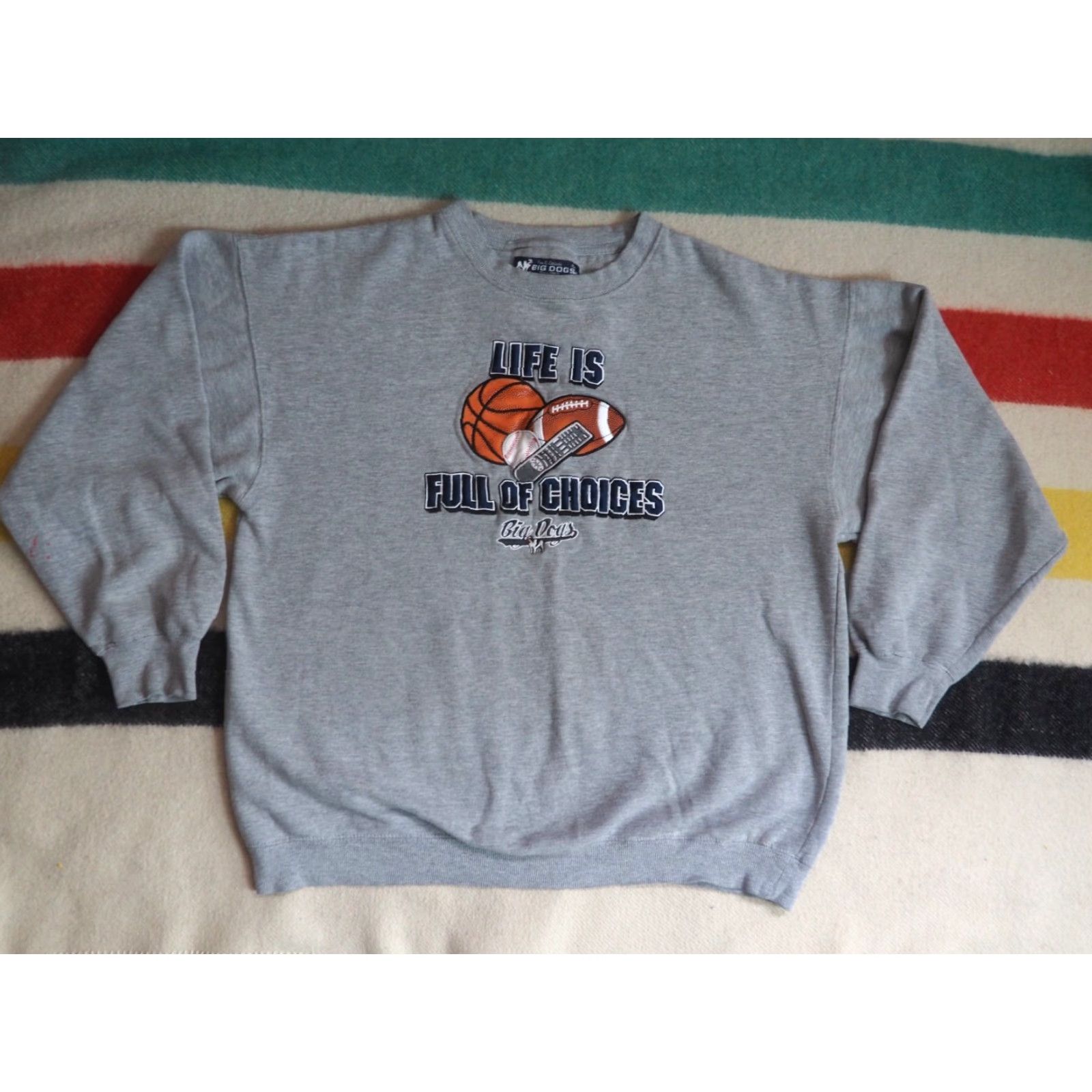 Big Dogs VINTAGE Big Dogs Sweatshirt Men's Pullover Crew Neck Gray L Sports Winter 2000s Cotton Fleece Embroidered Logo Size US L / EU 52-54 / 3 - 2 Thumbnail
