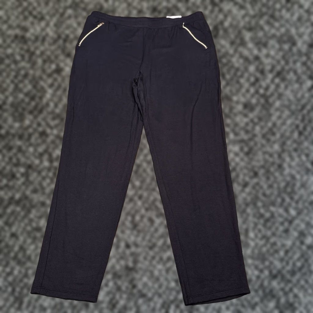 Vintage Zenergy Black Womens Pants Ankle Stretch Zip Pocket High Rise 2 Relaxed Straight City Size 26" / US 2 / IT 38 - 1 Thumbnail