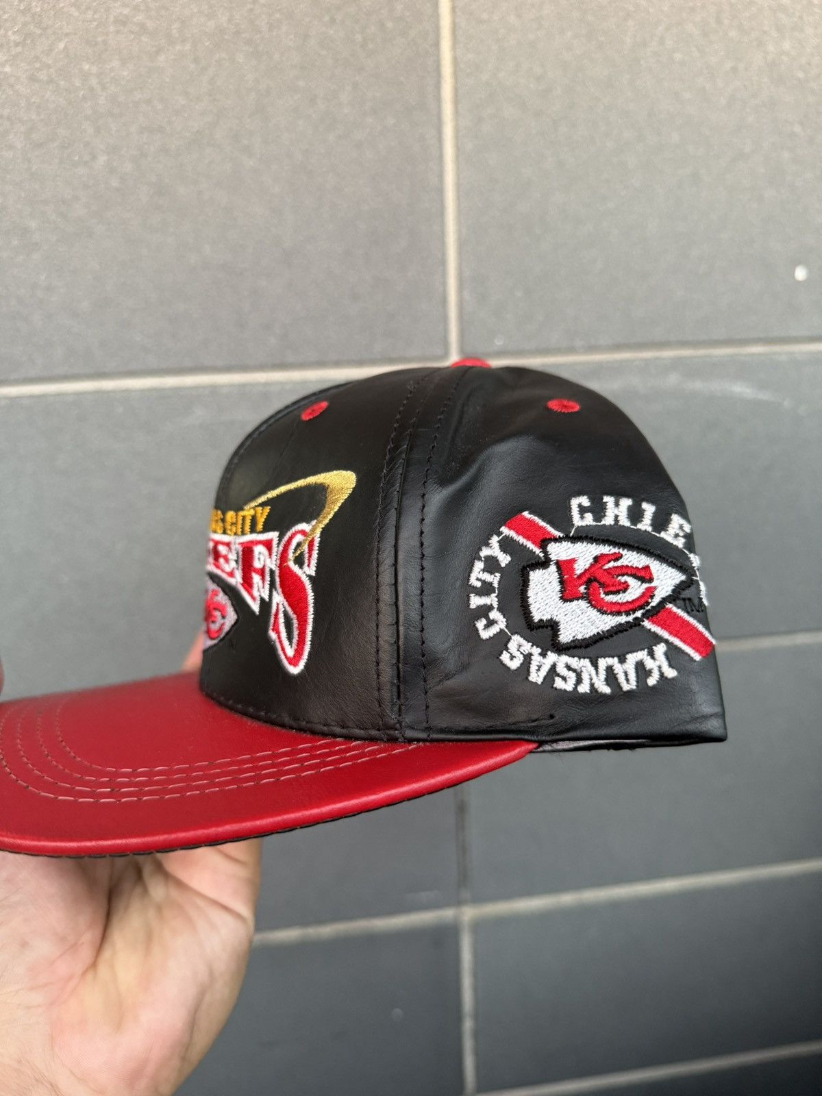 NFL Vintage kansas city chiefs genuine leather hat Size ONE SIZE - 3 Thumbnail