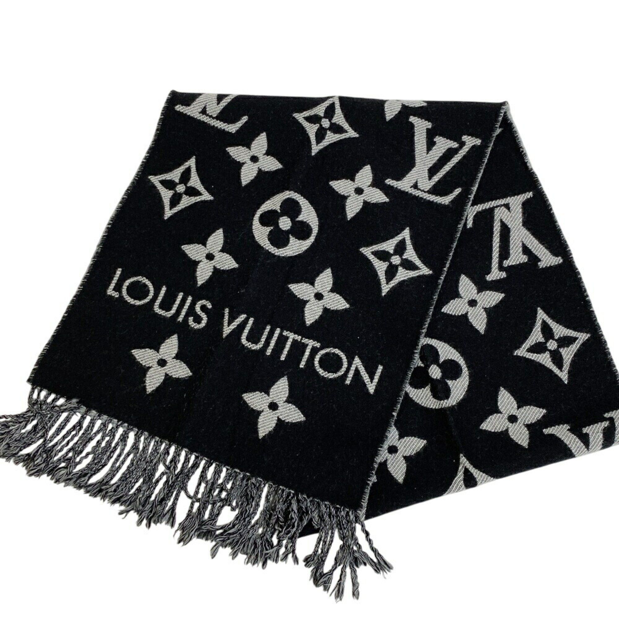 LOUIS VUITTON M77853 LV Essential Scarf, Fluffy, Thick, Black, Unisex