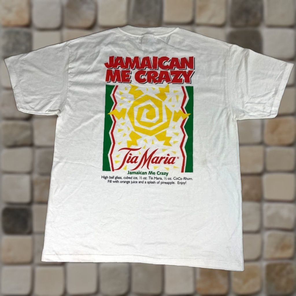 Vintage Vintage Stedman by Hanes T-Shirt Double-Sided Sz L White Adult L Tia Maria Jamaican Me Crazy Cocktail Recipe Mens Size US L / EU 52-54 / 3 - 1 Thumbnail