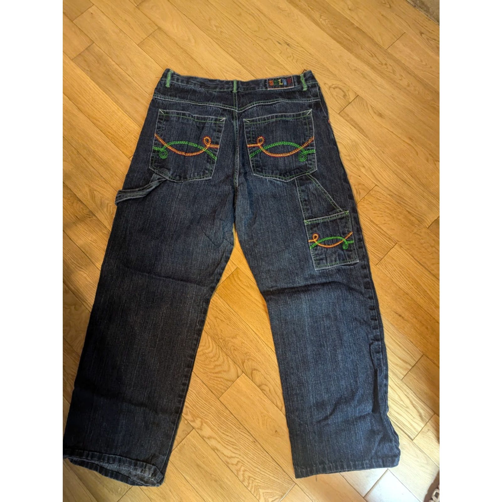 Express VINTAGE BROOKLYN XPRESS Jeans 90s Y2K Hip Hop Baggy Wide-Leg 36" Mens Blue Denim 5-Pocket Zipper Fly Size US 36 / EU 52 - 2 Thumbnail
