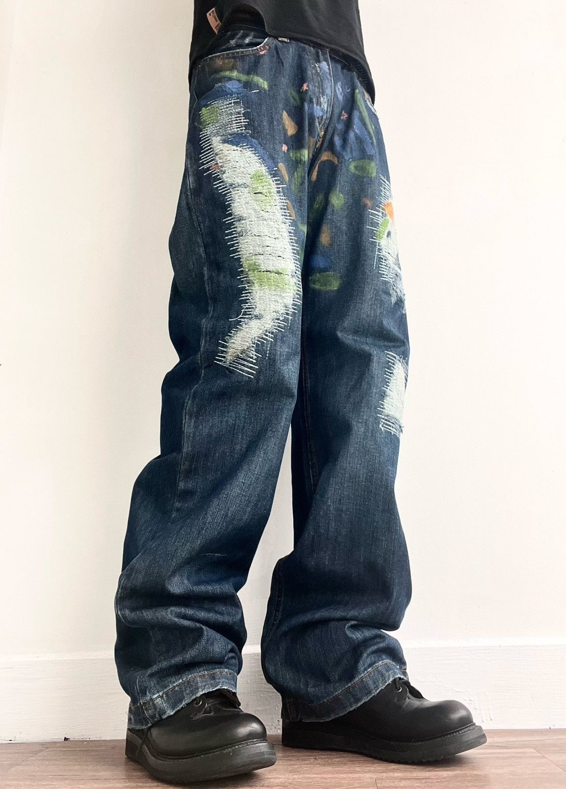 Dolce & Gabbana 2000s Dolce&Gabbana Distressed Baggy Jeans Size US 32 / EU 48 - 2 Thumbnail