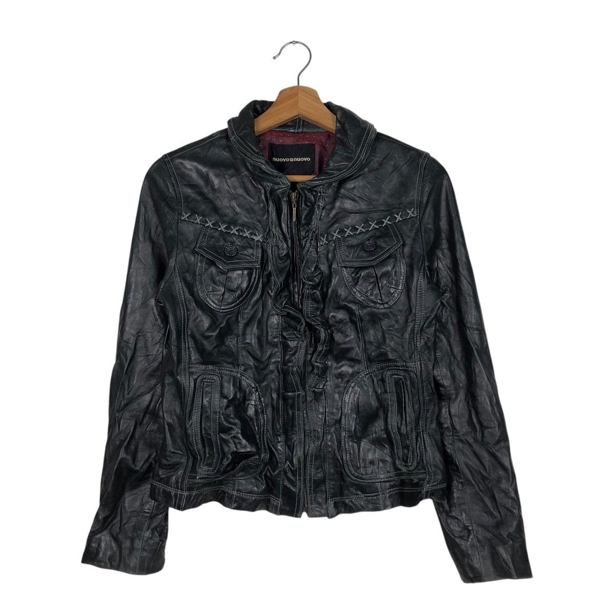 Japanese Brand Cropped Biker Leather Jacket Nouvo Nouvo Issey Miyake Size US S / EU 44-46 / 1 - 1 Thumbnail