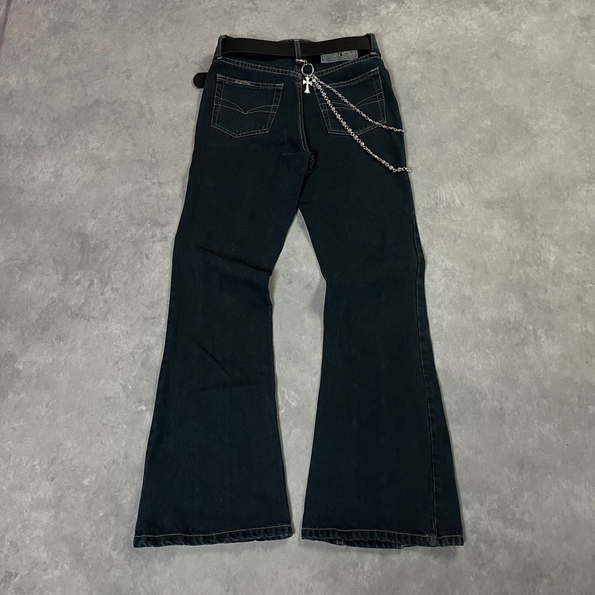 Japanese Brand 2000s Status Jeans Lace-Up Flared Denim / Y2K Punk Rock Size 26" / US 2 / IT 38 - 4 Thumbnail