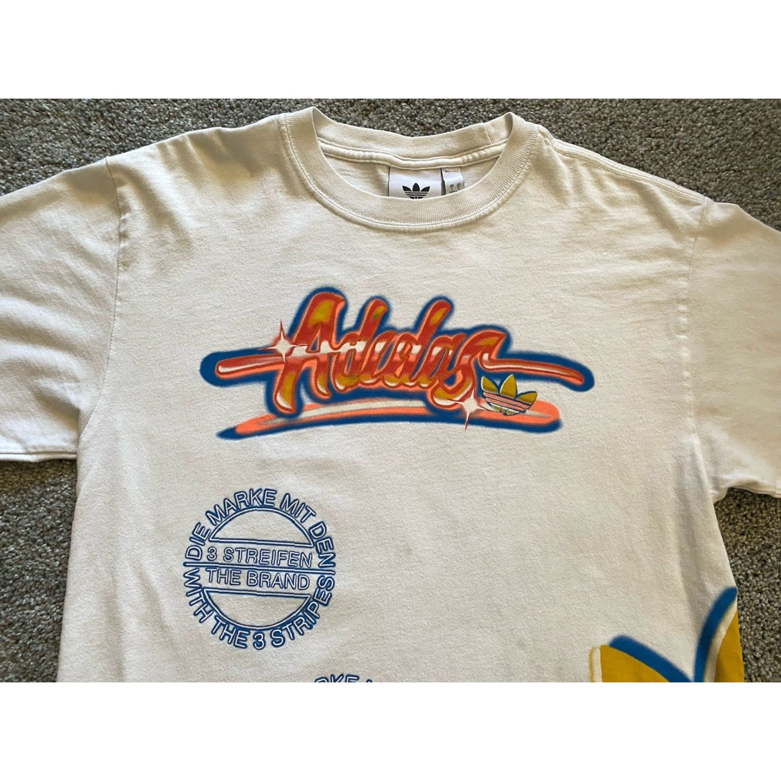 Adidas VINTAGE Adidas The 3 Stripes Graffiti Street Logo Shirt Men’s S White Size US S / EU 44-46 / 1 - 5 Thumbnail