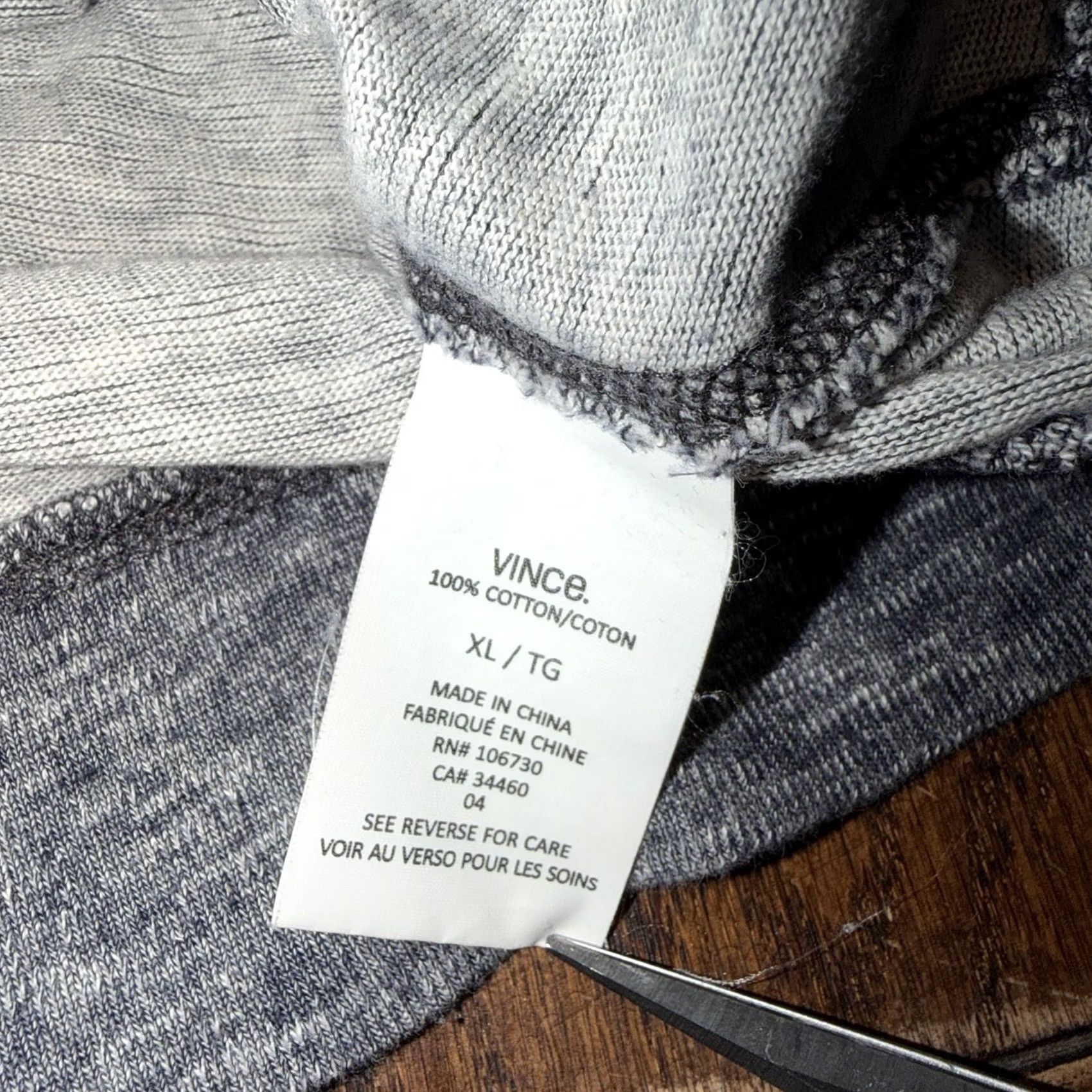 Vince Vince Hoodie Mens XL Gray 100% Cotton Pullover Lightweight Preppy Size US XL / EU 56 / 4 - 5 Thumbnail