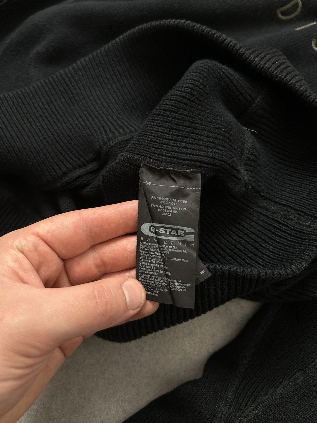 G-Star G-Star Raw black the hooded knit y2k mens Size US L / EU 52-54 / 3 - 6 Thumbnail