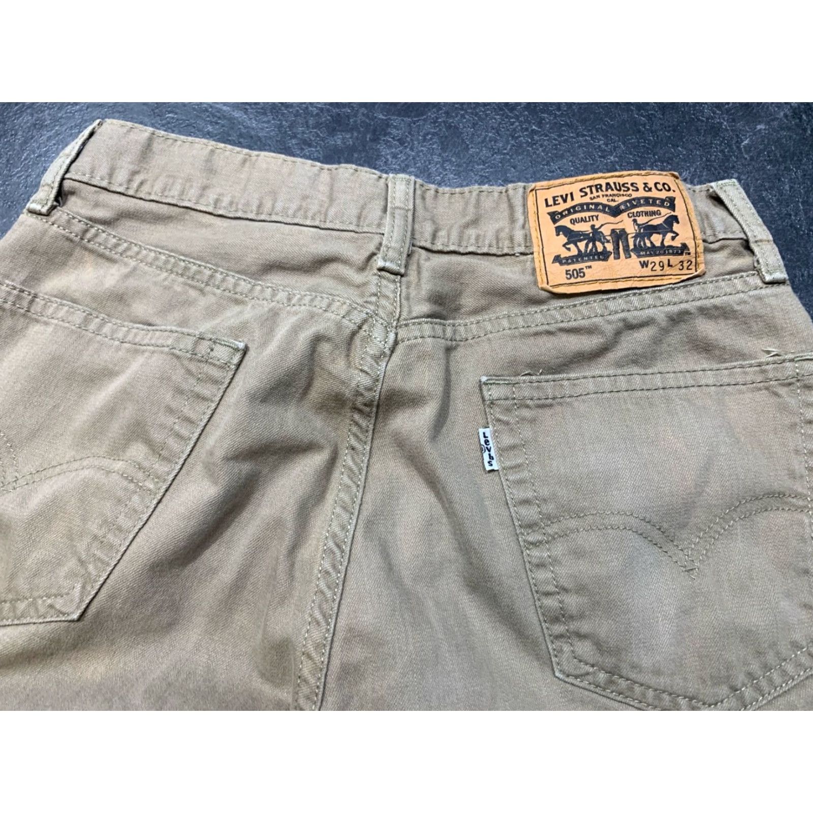 Levi's Levi's 505 Regular Straight Fit Denim Jeans Men W29 L31 Beige Stretch 90s Classic Size US 34 / EU 50 - 3 Thumbnail