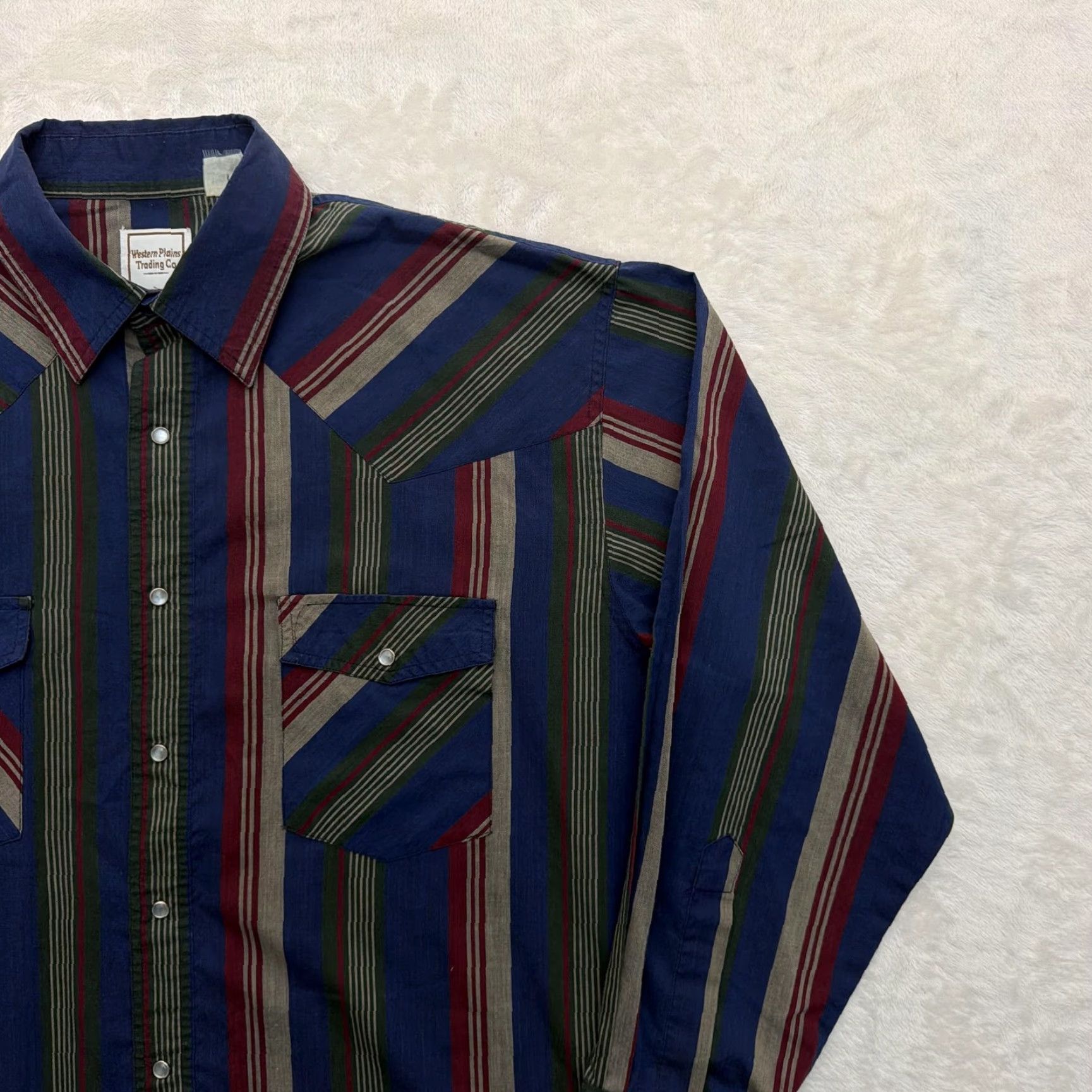 CO Western Plains Trading Co Shirt Mens 2XL Blue Striped Western Snap Long Sleeve Size US XXL / EU 58 / 5 - 4 Thumbnail