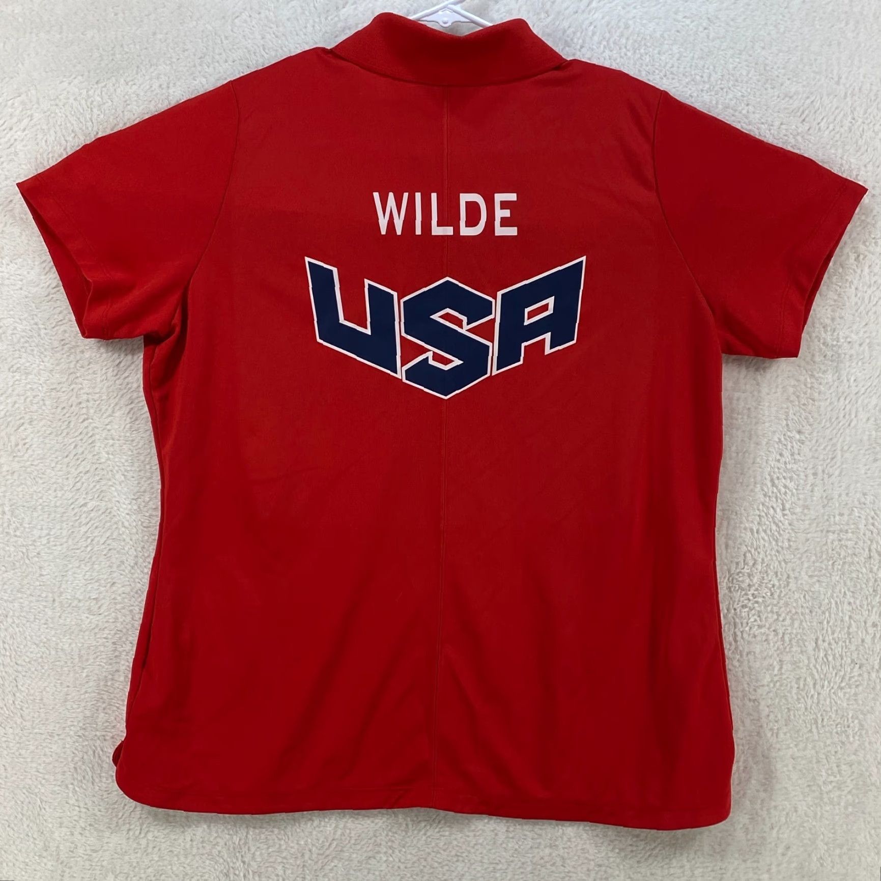 Nike Nike Tour Performance Polo Shirt XL Women Dri-Fit Red USA Olympic Archery Golf Reo Wilde Size ONE SIZE - 2 Thumbnail