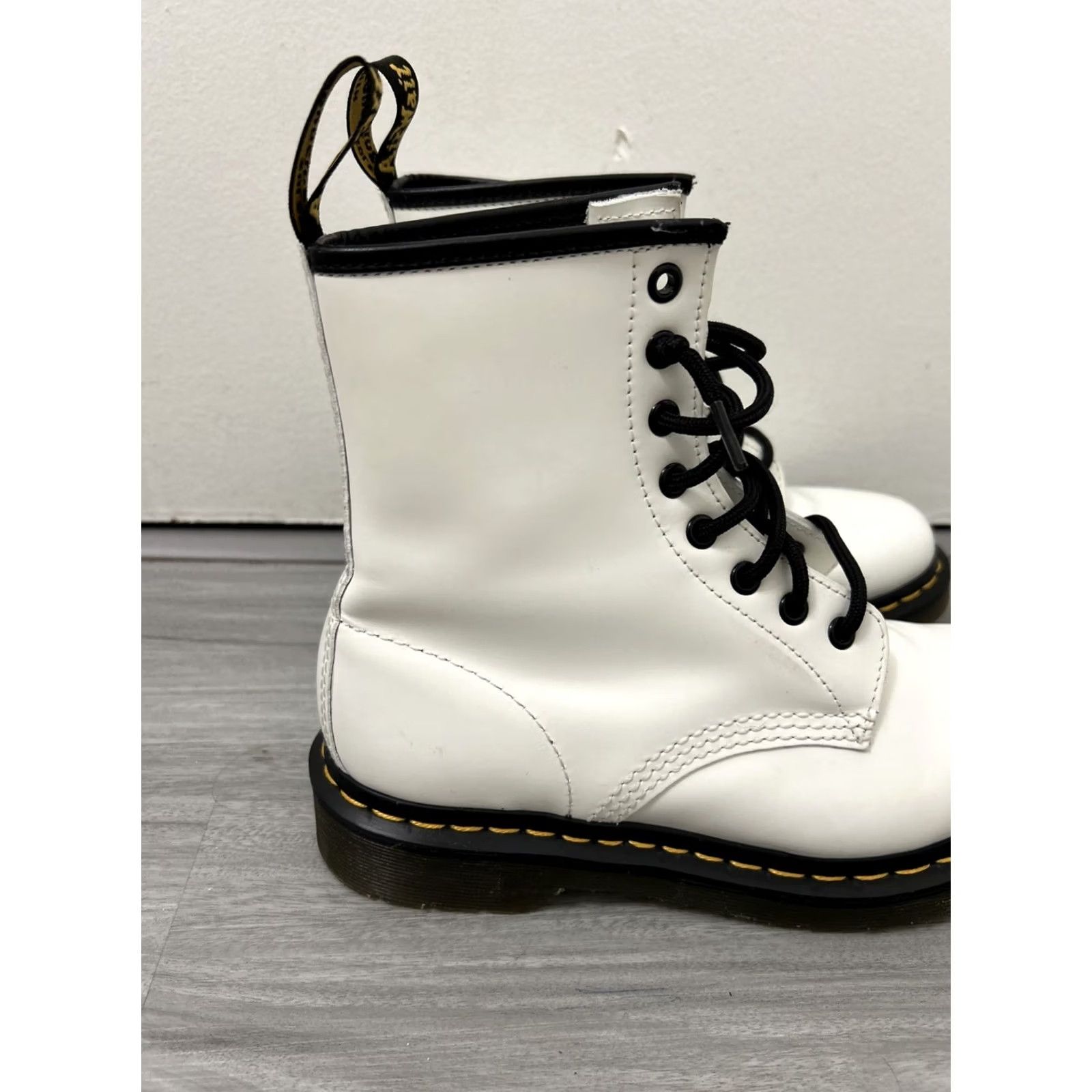 Dr. Martens Dr. Martens 1460W Softy Boots Womens 7 White Patent Leather Lace Up 8 Eyelets Rubber Outsole Combat Punk Grunge Gothic Essay? Size US 7 / IT 37 - 2 Thumbnail