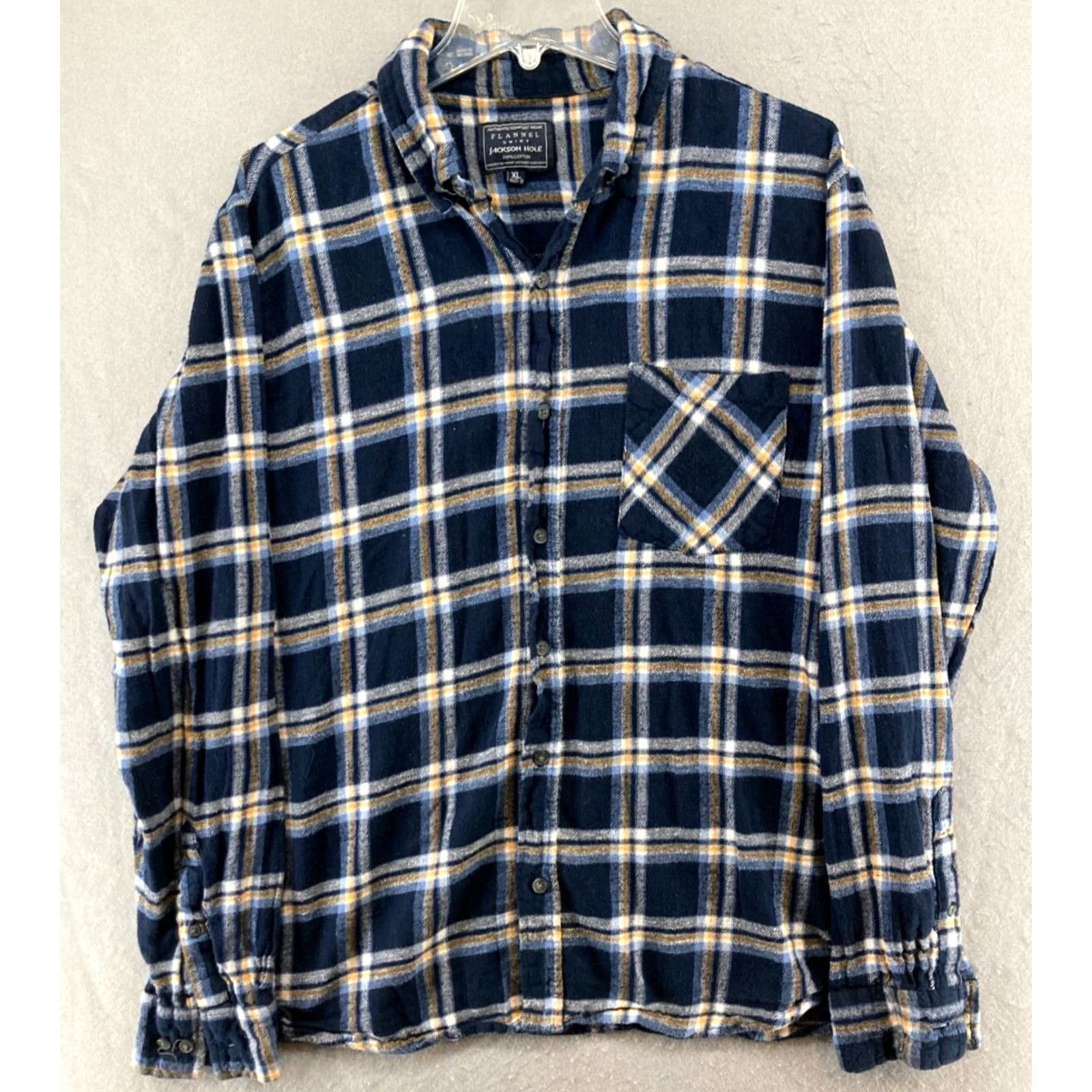 Vintage Jackson Hole Mens Shirt XL Blue Plaid Flannel Button-Up Shirt XL Blue Plaid Cotton Wool? Size US XL / EU 56 / 4 - 2 Thumbnail