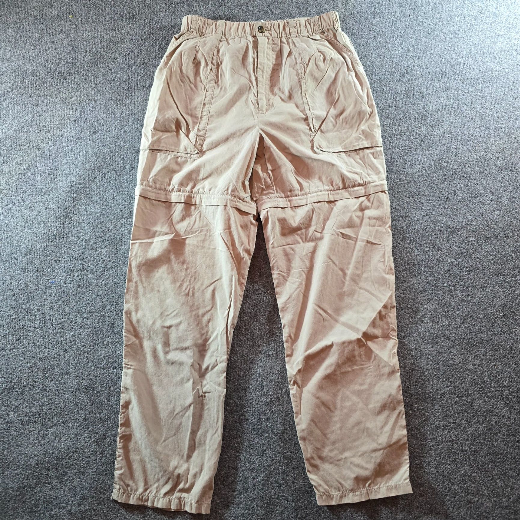 Vintage L.L. Bean Pants Womens Medium Tan Nylon Cargo Convertible Hiking Outdoor Camping Knit Nylon Cargo Pants M Beige Nature 90s Womens? Size 32" / US 10 / IT 46 - 2 Thumbnail