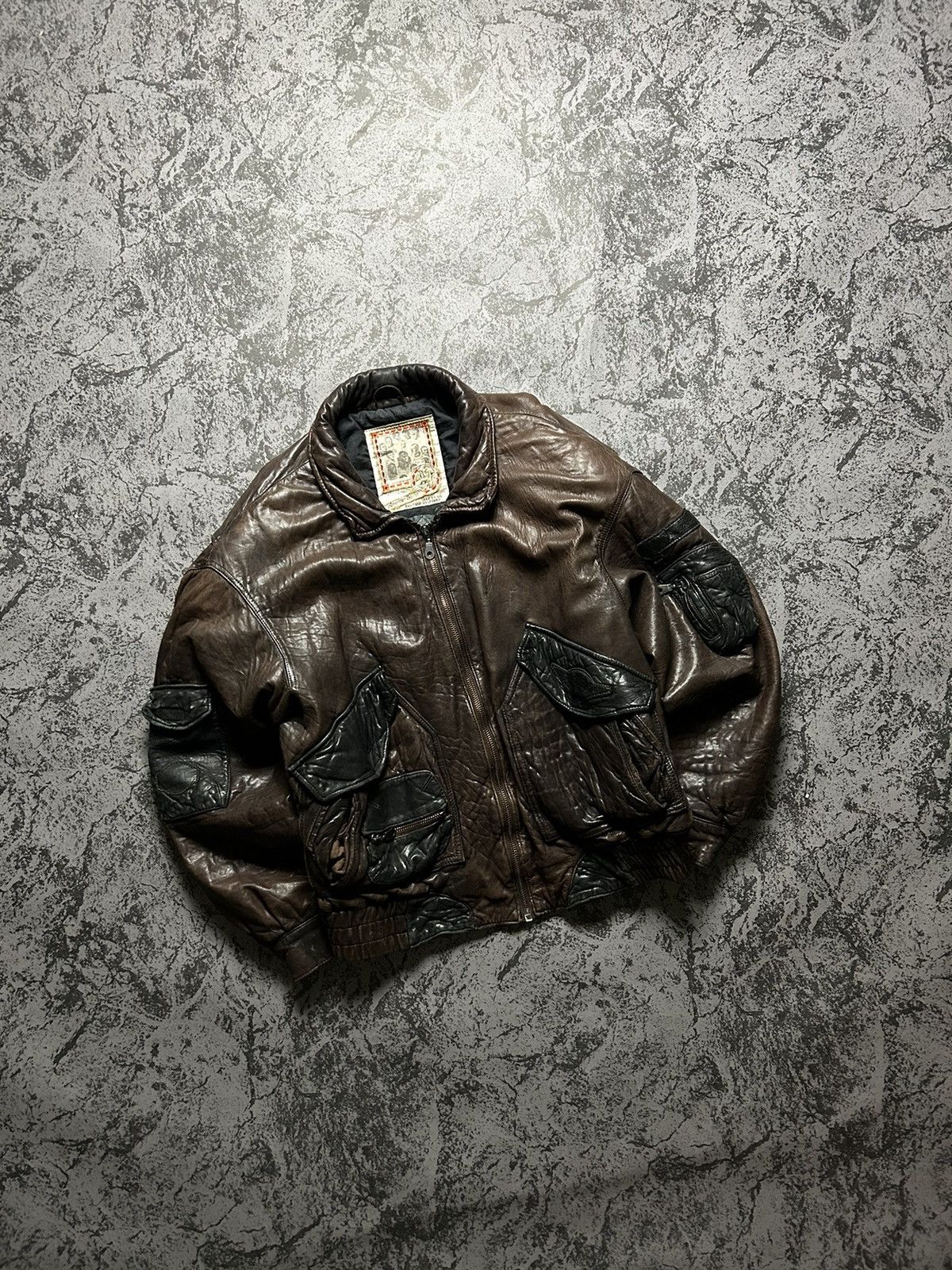 Veste Cuir Vintage Avirex Racing Made in USA - L main image 0