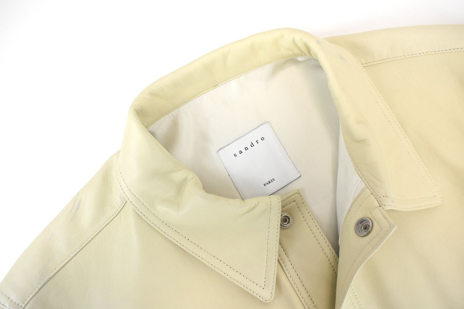 Sandro SANDRO Ares Jacket Men's MEDIUM Lamb Leather Overshirt Size US M / EU 48-50 / 2 - 4 Thumbnail