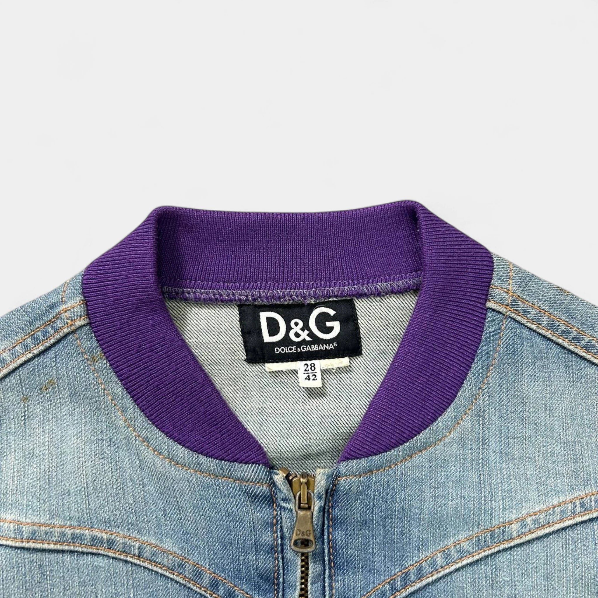 Dolce & Gabbana Dolce & Gabbana 2000's Denim Purple Bomber Jacket Size S / US 4 / IT 40 - 4 Thumbnail