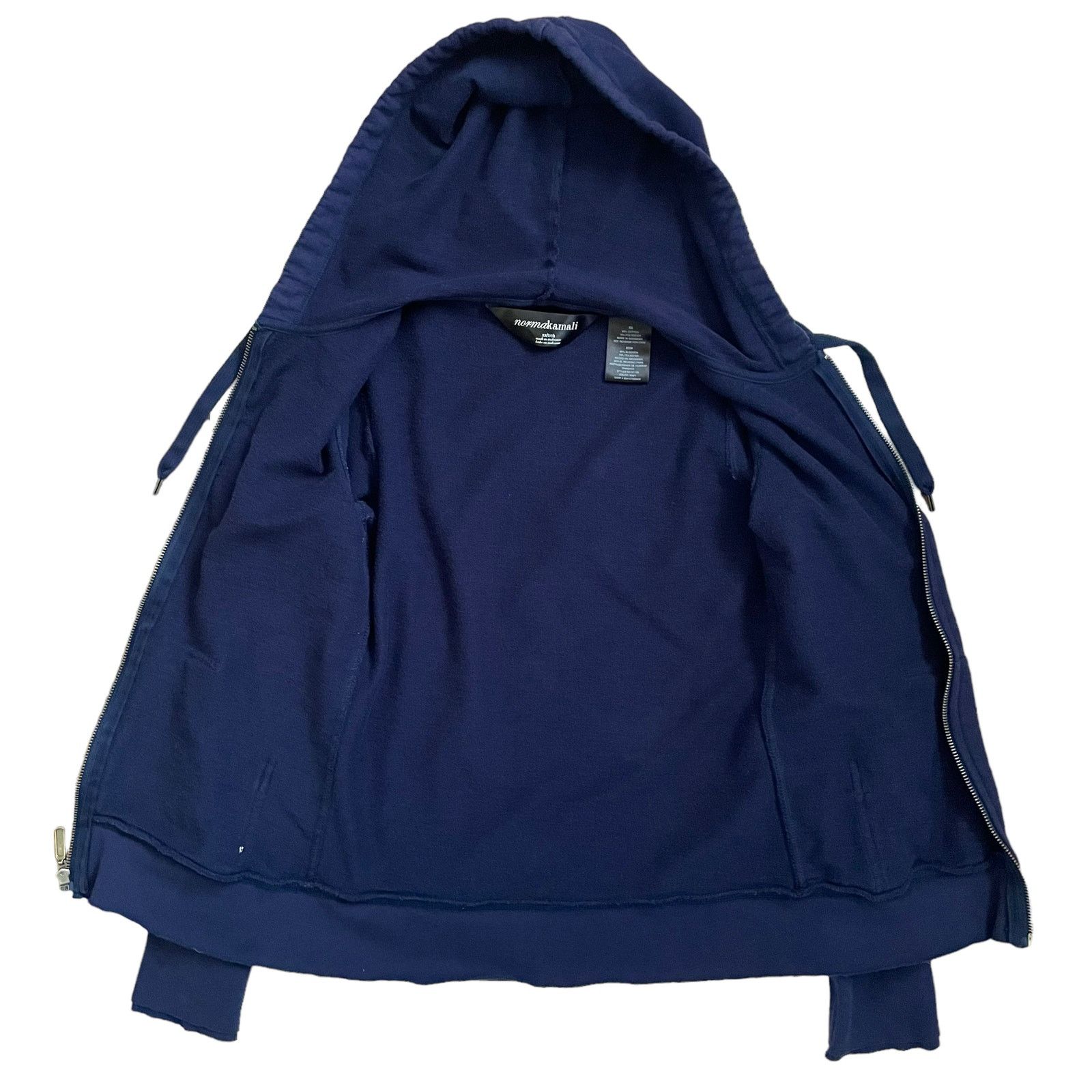 Norma Kamali Norma Kamali Navy Blue Raw Hem Zip Hoodie Sweats Jacket Size XS / US 0-2 / IT 36-38 - 7 Thumbnail