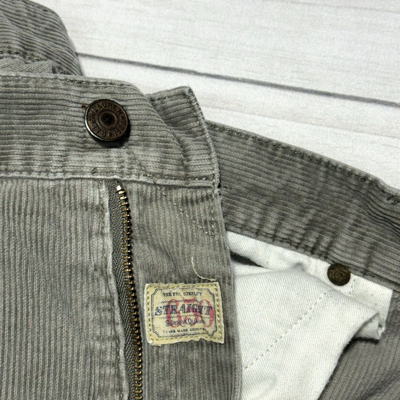 Polo Ralph Lauren Polo Ralph Lauren VTG Corduroy Pants Mens 36x32 Gray Straight Classic 650 Mid Rise Khakis 5-Pocket Denim Cotton Trousers Size US M / EU 48-50 / 2 - 7 Thumbnail