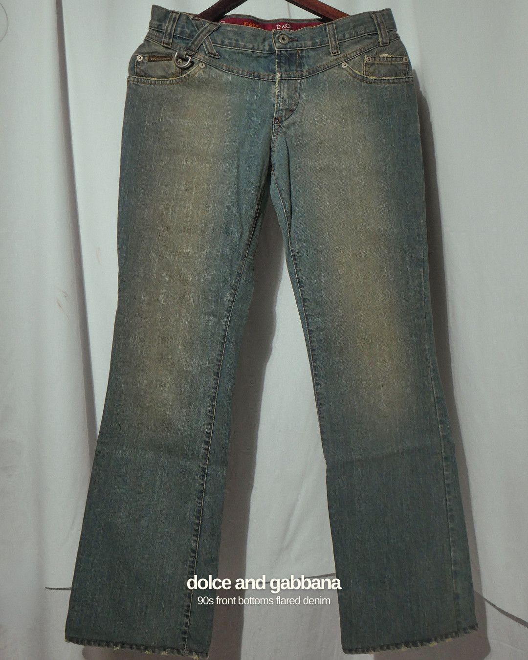 Dolce & Gabbana 90s Front Bottoms Flared Denim Pants Size 28" / US 6 / IT 42 - 1 Thumbnail