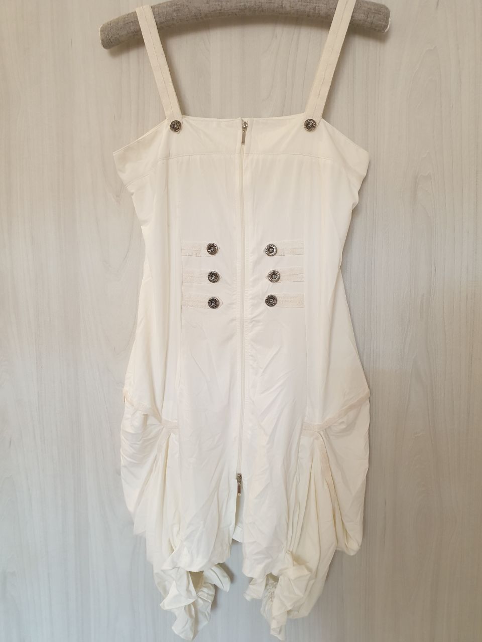 White Sundress Avant Garde Mini Dress Sz M NEW