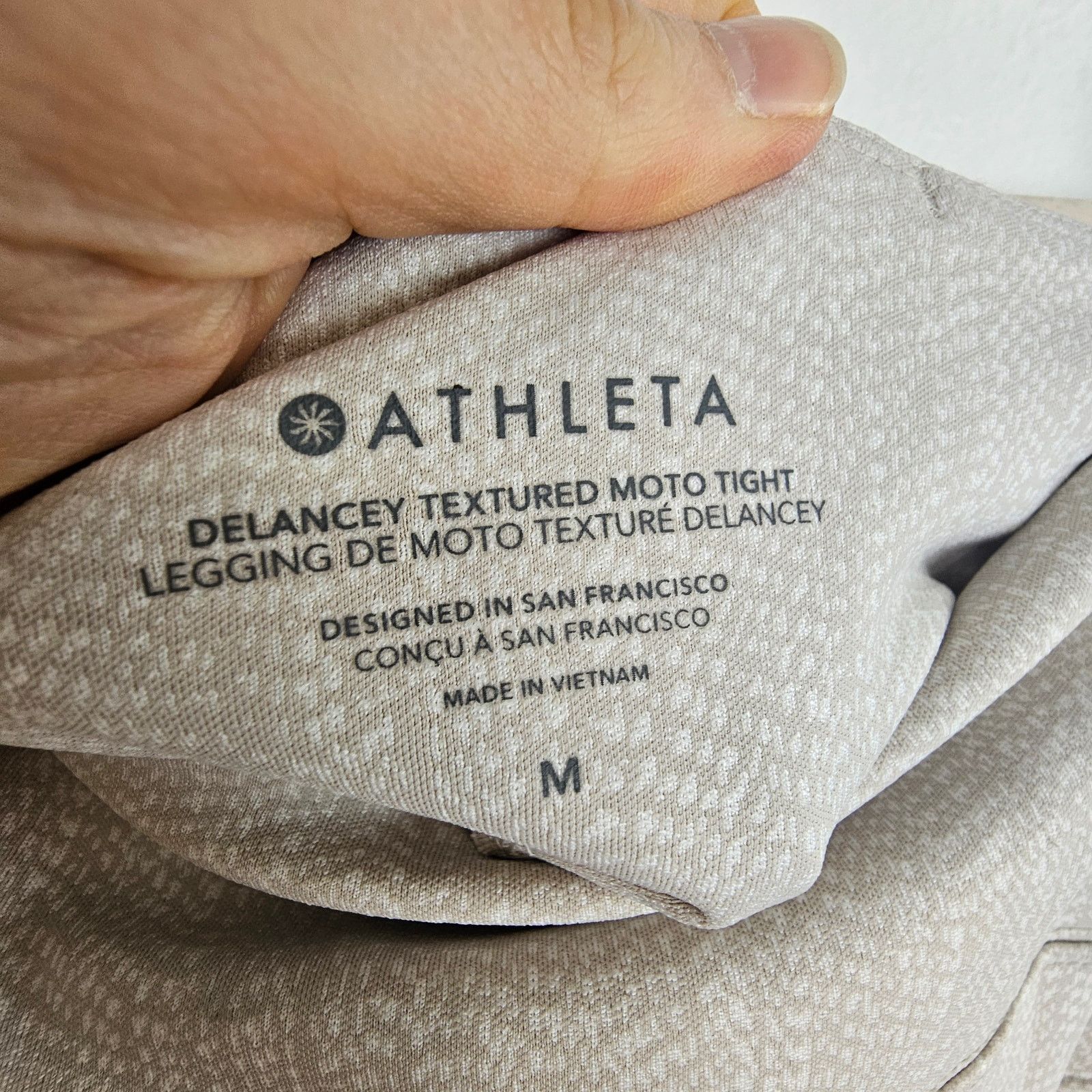 Athleta Athleta Leggings Women M Tan Delancey Textured Moto Tight Size 29" - 6 Thumbnail