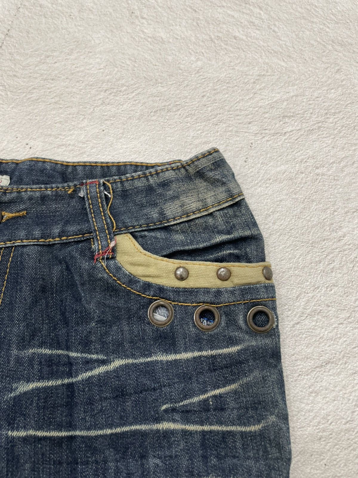 Japanese Brand 00s KSL Archive Japanese Denim Mudwash Jeans Grommet Detail Size US 27 - 6 Thumbnail