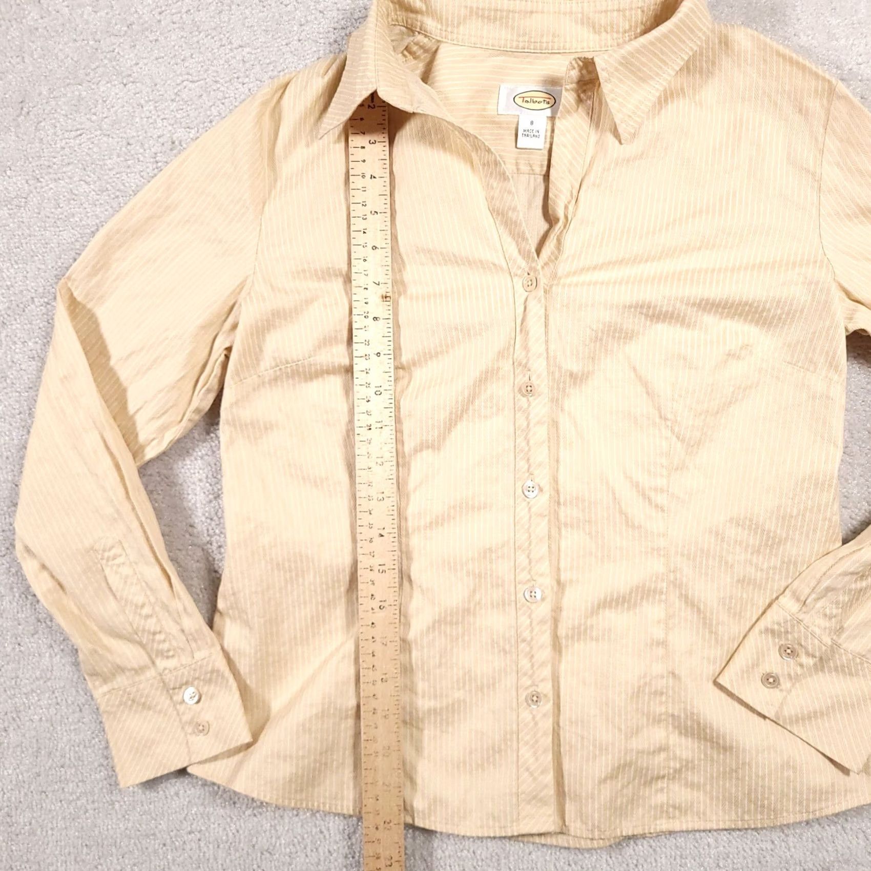 Talbots Talbots Button-Up Shirt Women's Size 8 Wrinkle Resistant Herringbone Long Sleeve Beige Regular Mens? Women? (note: correct ending) Size M / US 6-8 / IT 42-44 - 7 Thumbnail