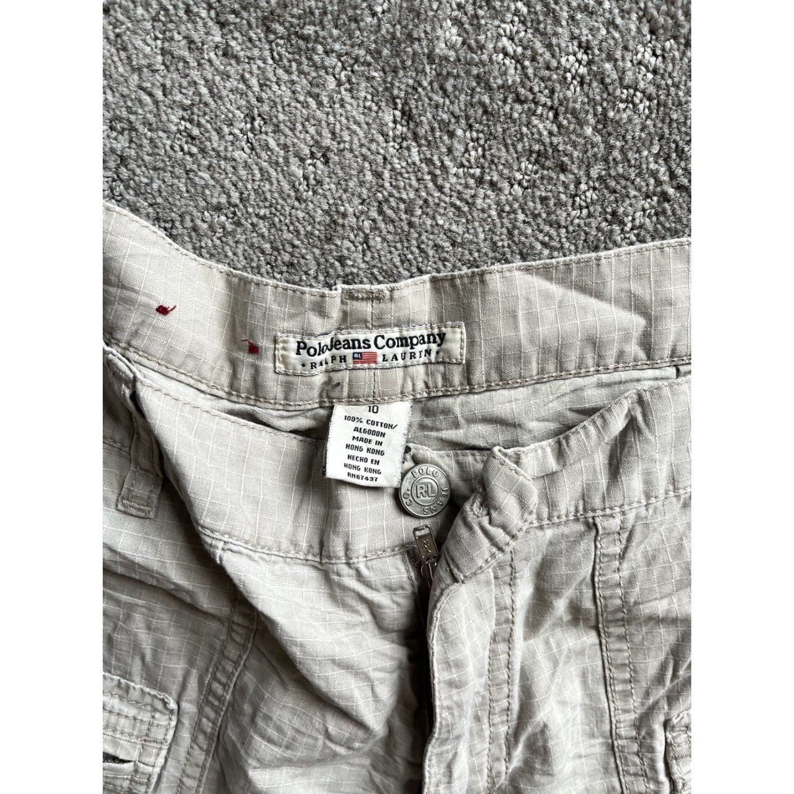 Ralph Lauren VINTAGE Ralph Lauren Polo Jeans Company Shorts Women's 10 Beige Cotton Zip Pockets 5-Pocket 4in Inseam 80s 90s USA Beach Size 32" / US 10 / IT 46 - 3 Thumbnail